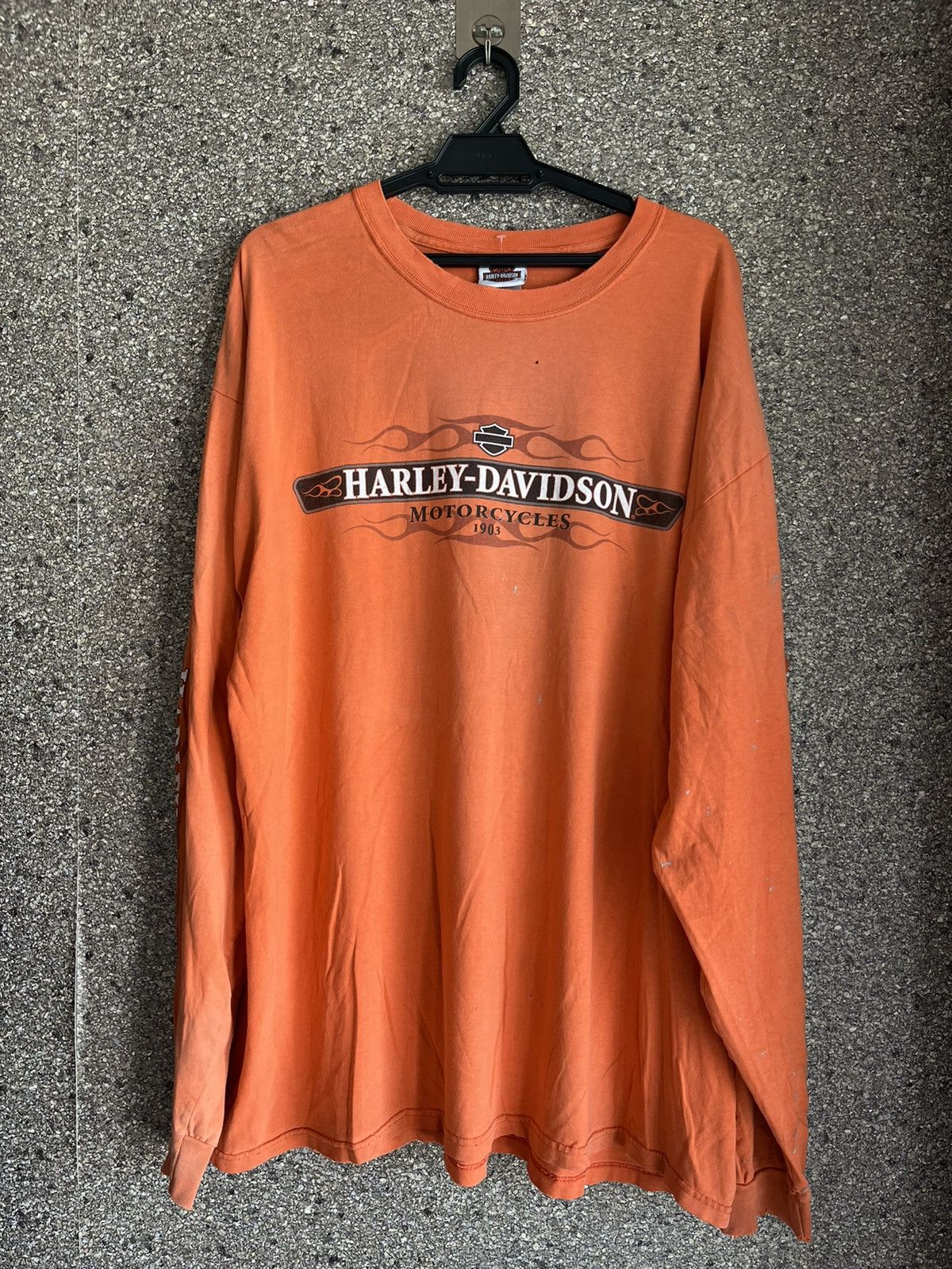 image of Vintage Harley Davidson Ft63 in Orange, Men's (Size 2XL)