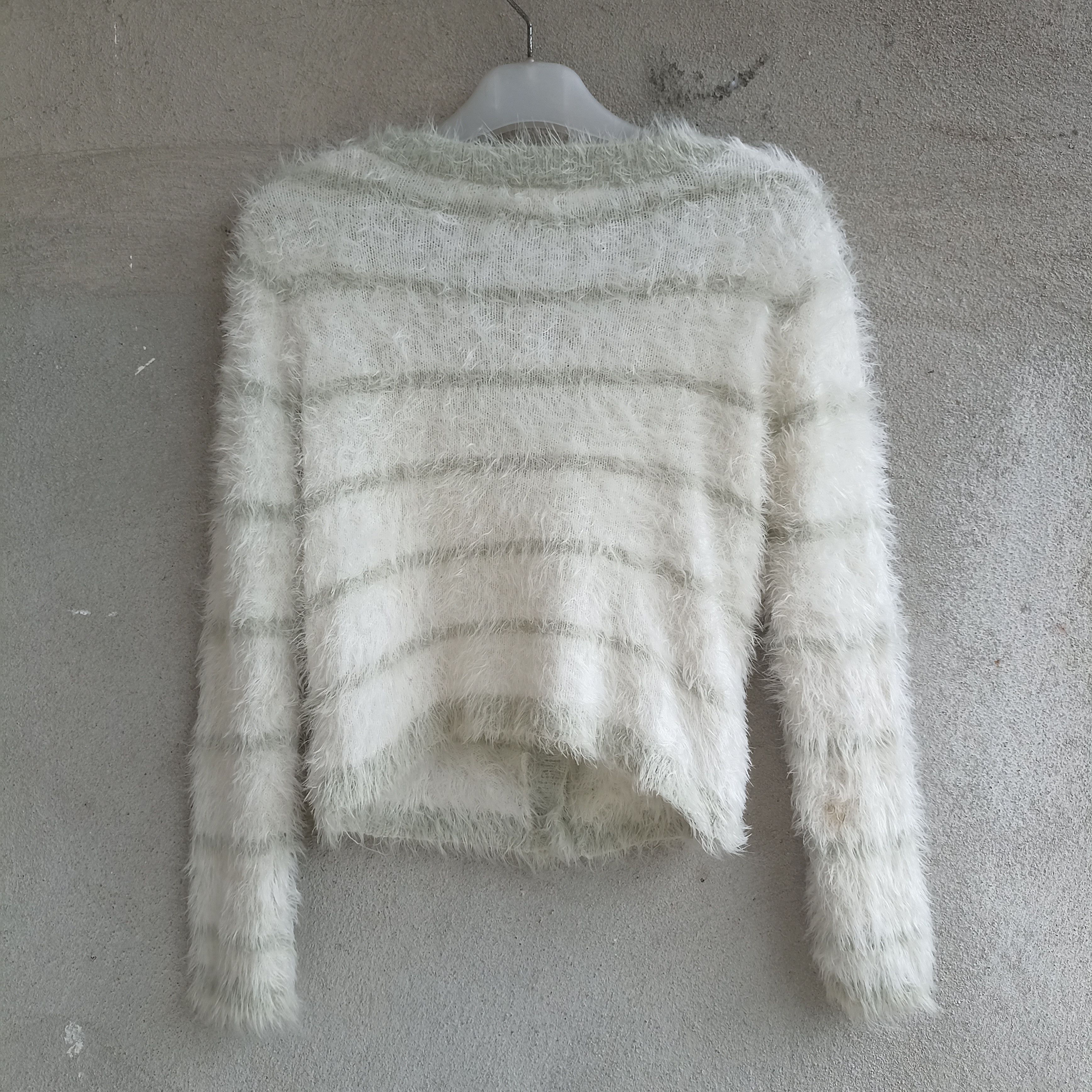 Homespun Knitwear × Japanese Brand × OVER THE STRiPES Stripe Sue Shaggy Knitwear Cardigan Size XXS / US 00 / IT 34 - 10 Thumbnail