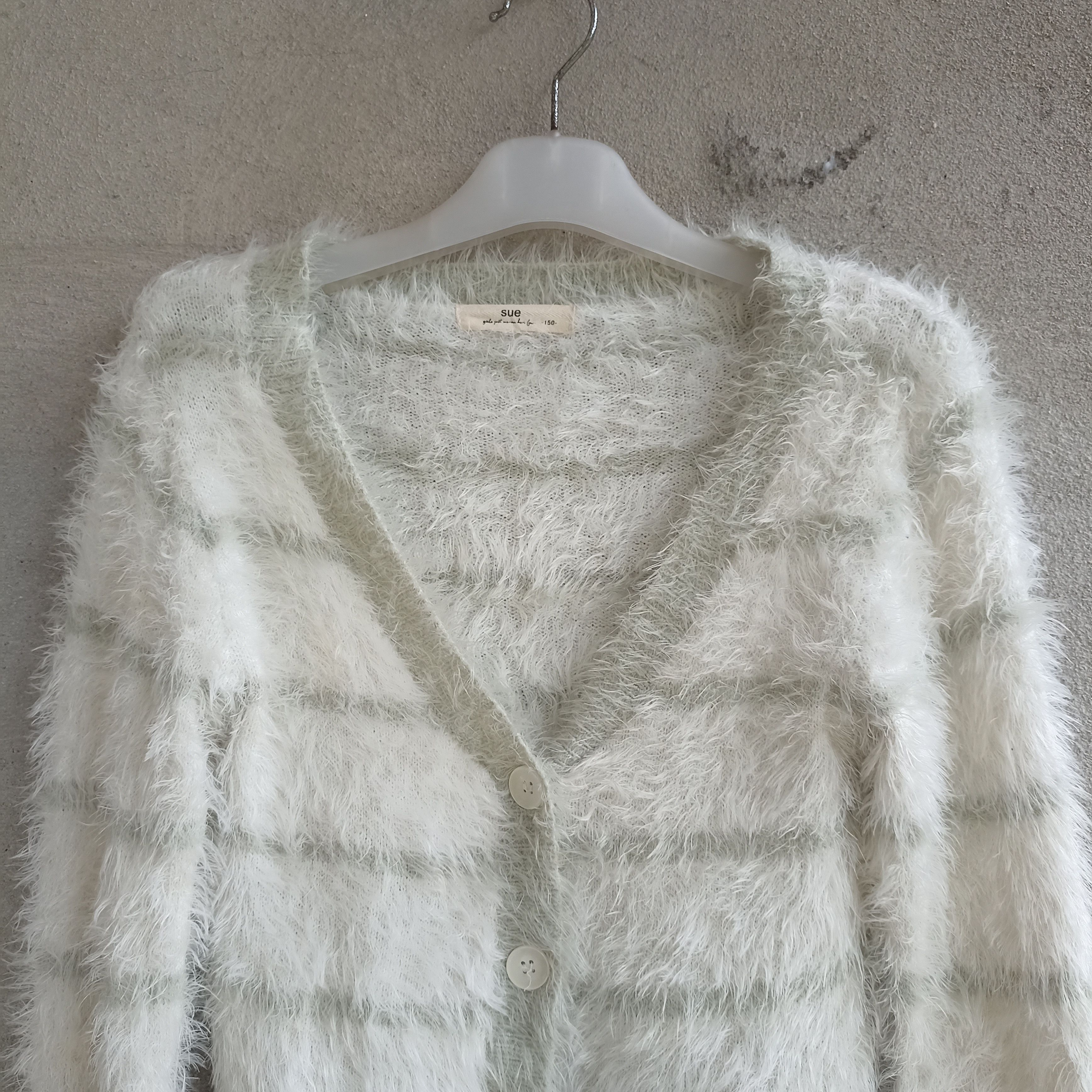 Homespun Knitwear × Japanese Brand × OVER THE STRiPES Stripe Sue Shaggy Knitwear Cardigan Size XXS / US 00 / IT 34 - 2 Thumbnail