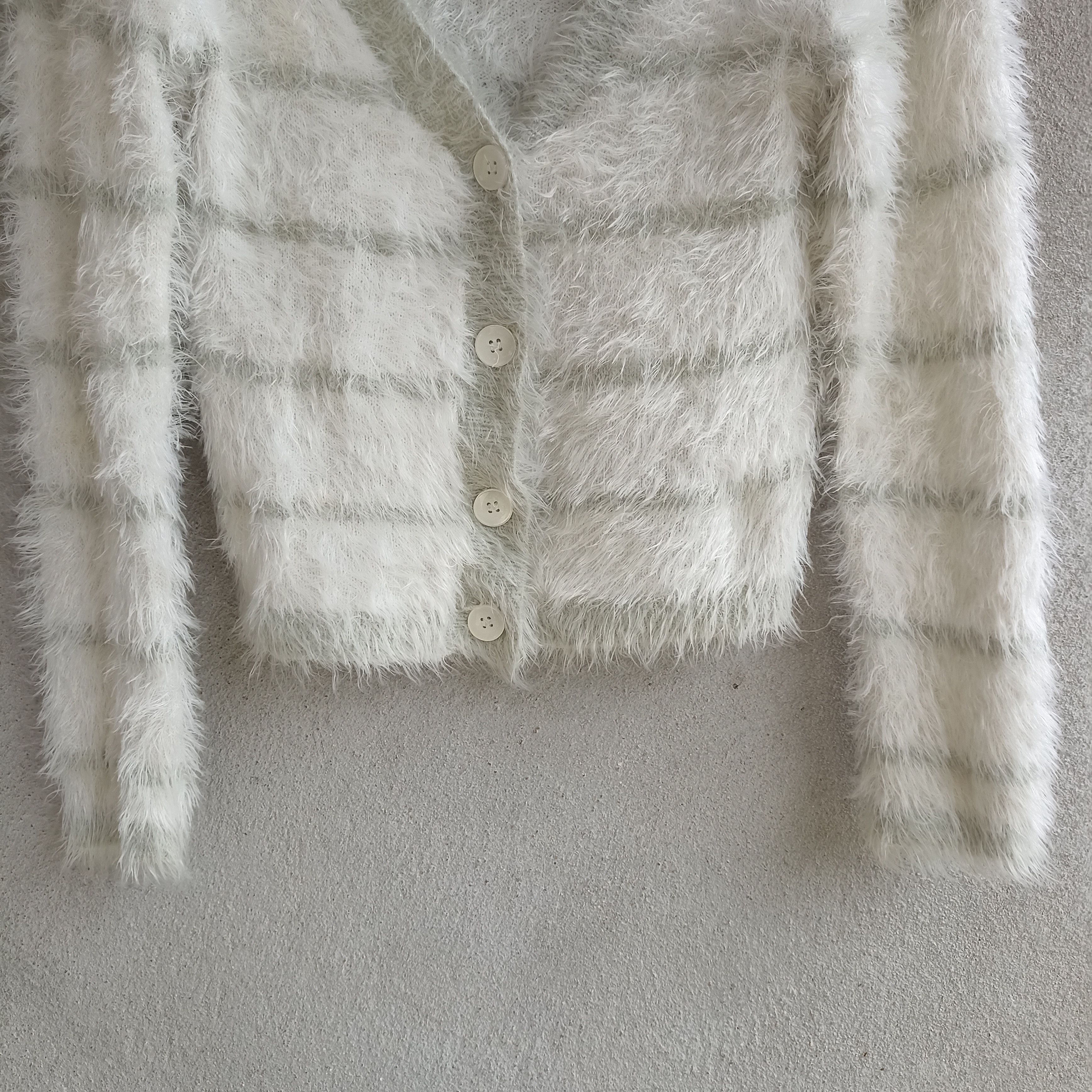 Homespun Knitwear × Japanese Brand × OVER THE STRiPES Stripe Sue Shaggy Knitwear Cardigan Size XXS / US 00 / IT 34 - 3 Thumbnail