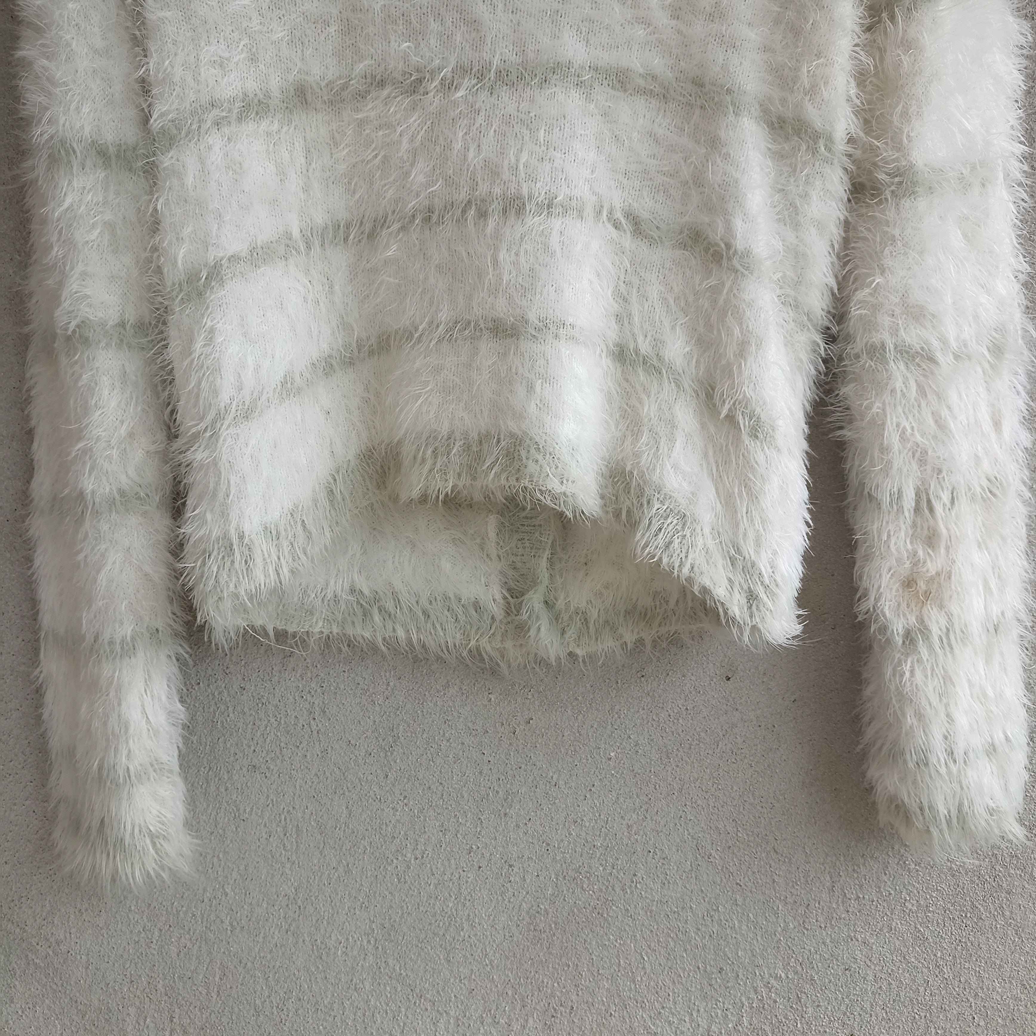 Homespun Knitwear × Japanese Brand × OVER THE STRiPES Stripe Sue Shaggy Knitwear Cardigan Size XXS / US 00 / IT 34 - 12 Thumbnail