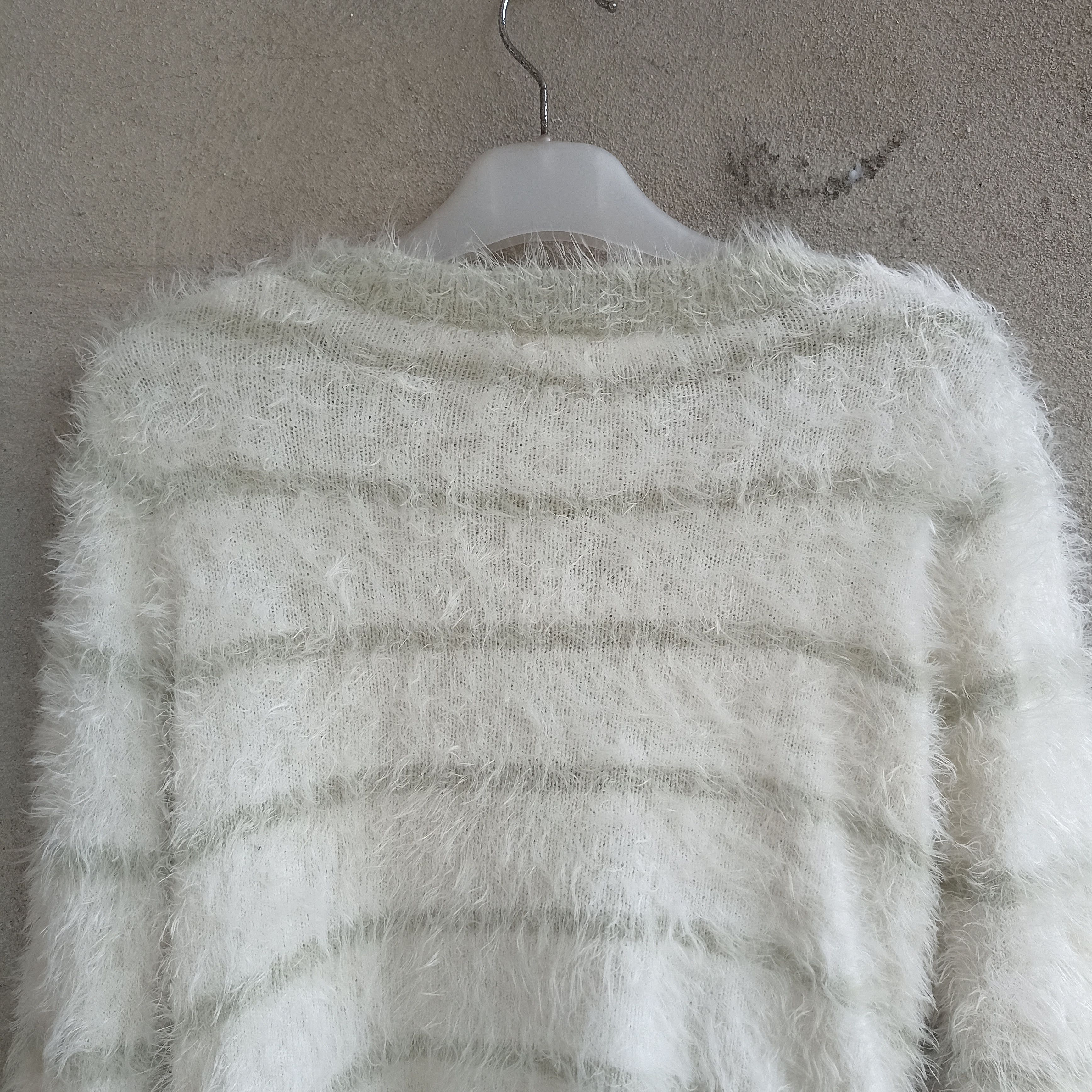 Homespun Knitwear × Japanese Brand × OVER THE STRiPES Stripe Sue Shaggy Knitwear Cardigan Size XXS / US 00 / IT 34 - 11 Thumbnail