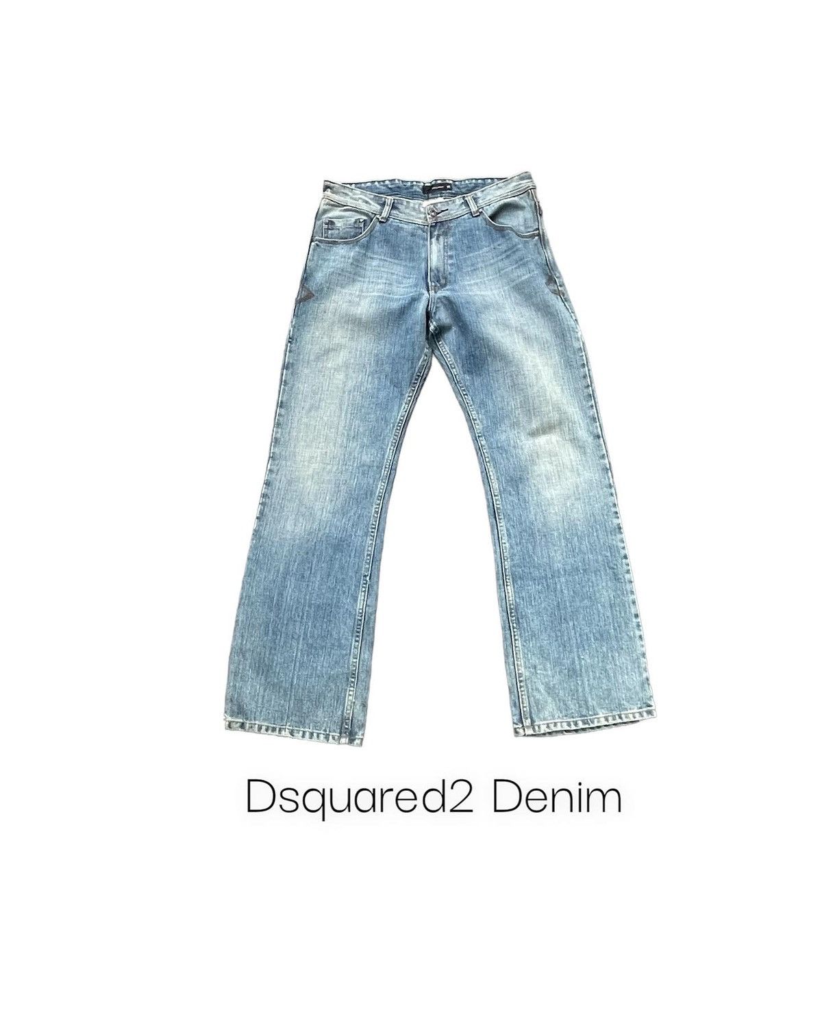 image of Archival Clothing Steals Dsquared2 Wide Leg Aging Faded Wash Denim in Blue, Men's (Size 34)