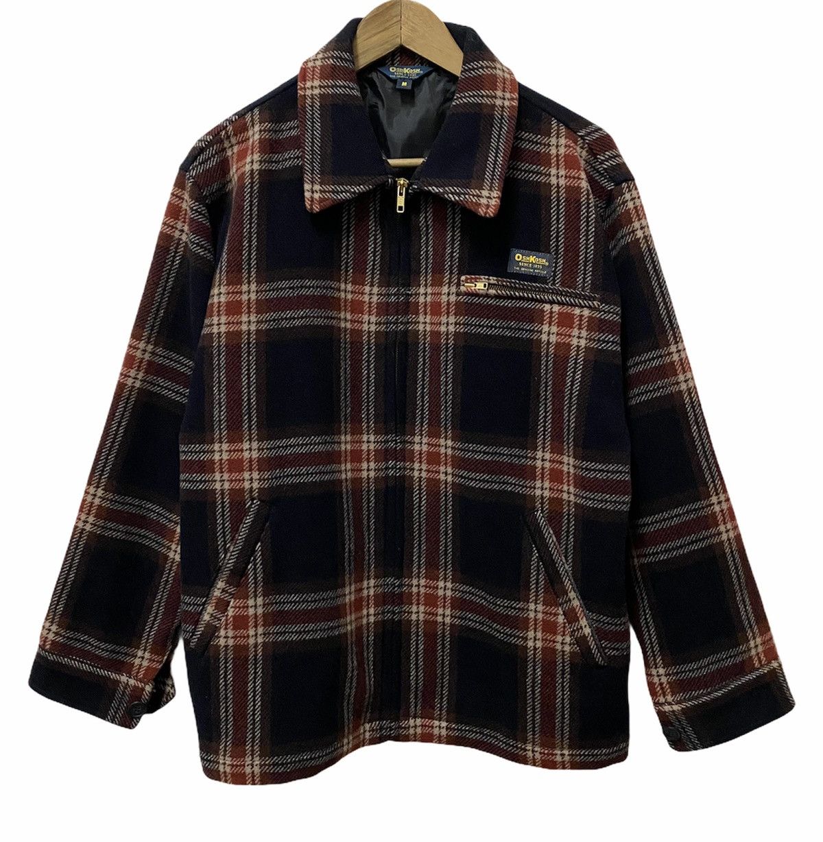 image of vintage Oshkosh 90's Flannel Wool Hunting Jacket, Men's (Size Medium)