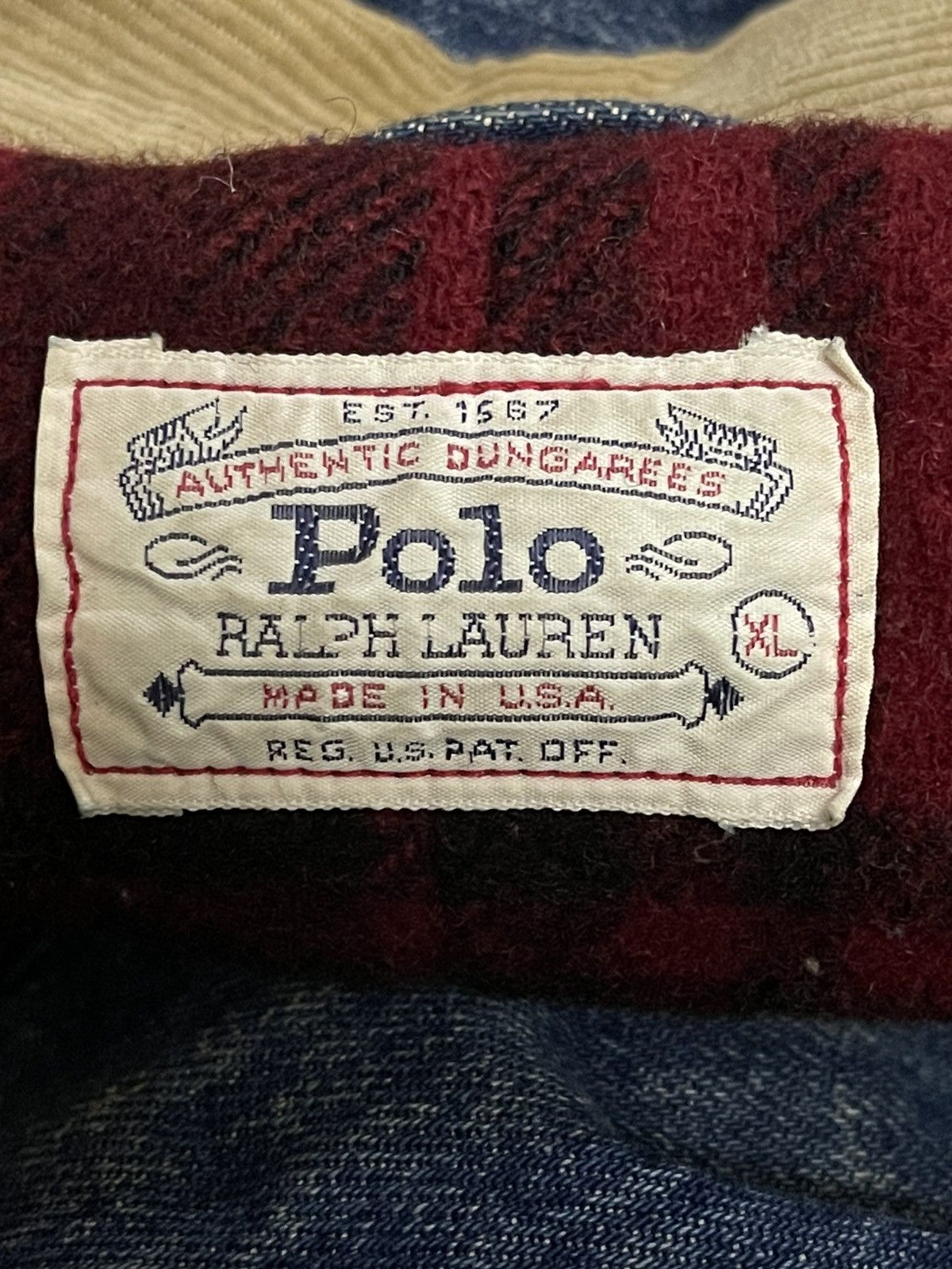 VINTAGE 80s POLO PRL BLANKET DENIM JACKET