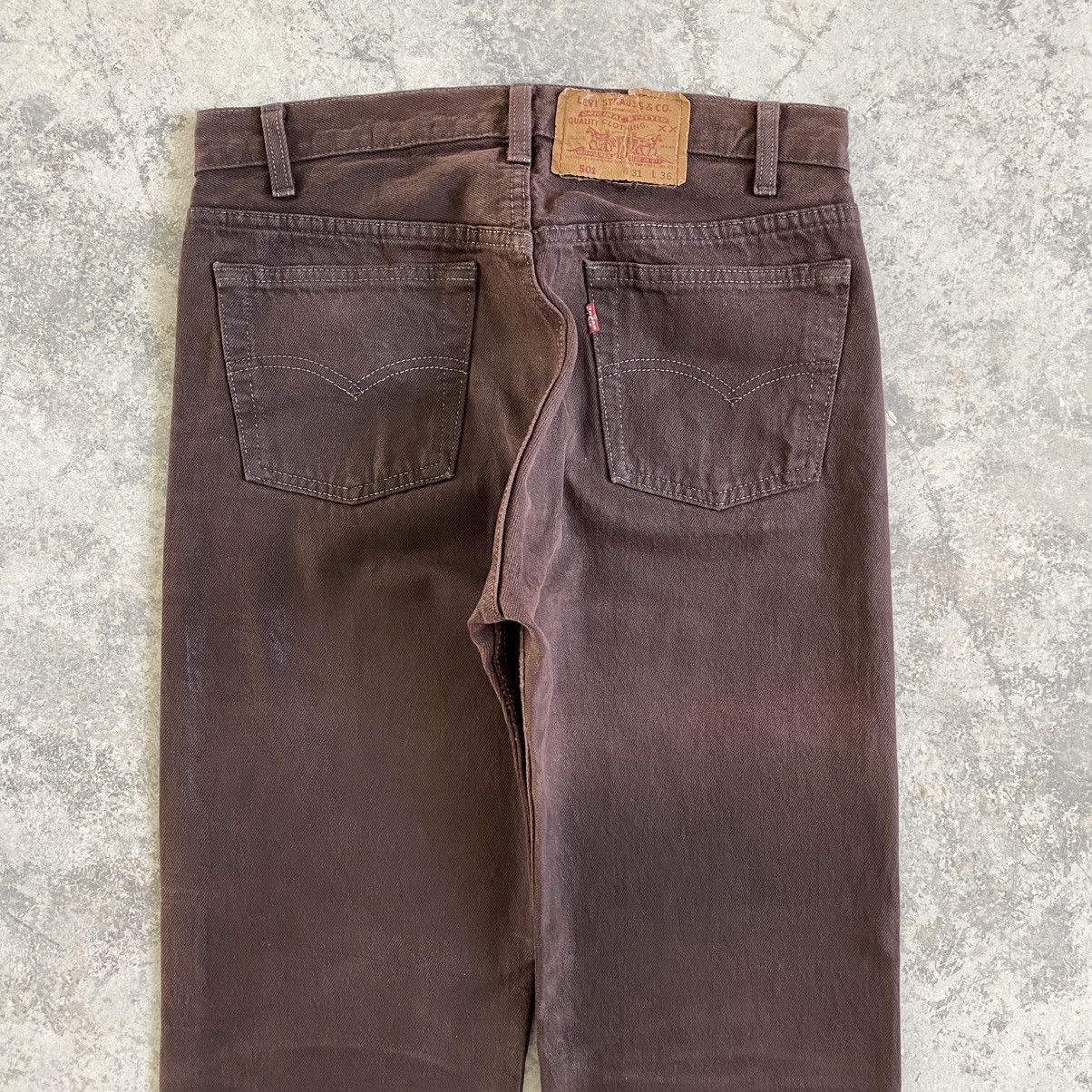 Levi's Vintage Late 80’s Levis 501 Over Dyed Brown Denim Jeans Size US 30 / EU 46 - 2 Thumbnail