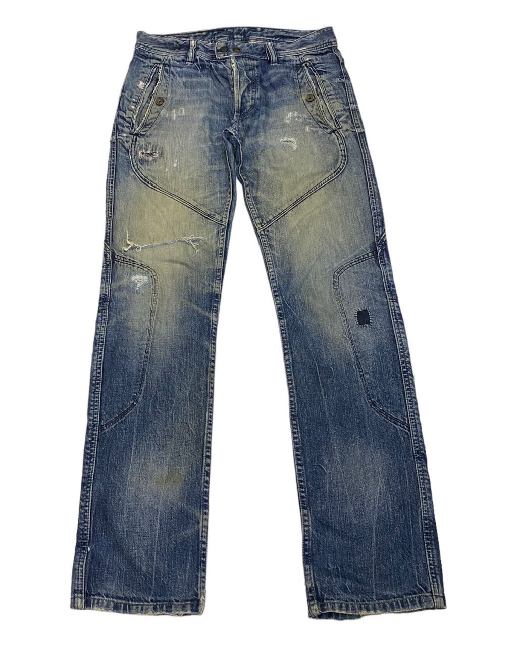 Diesel VINTAGE DIESEL DISTRESSED ZIGZAG PATCHWORK DENIM BIKER PANTS Size US 30 / EU 46 - 3 Thumbnail