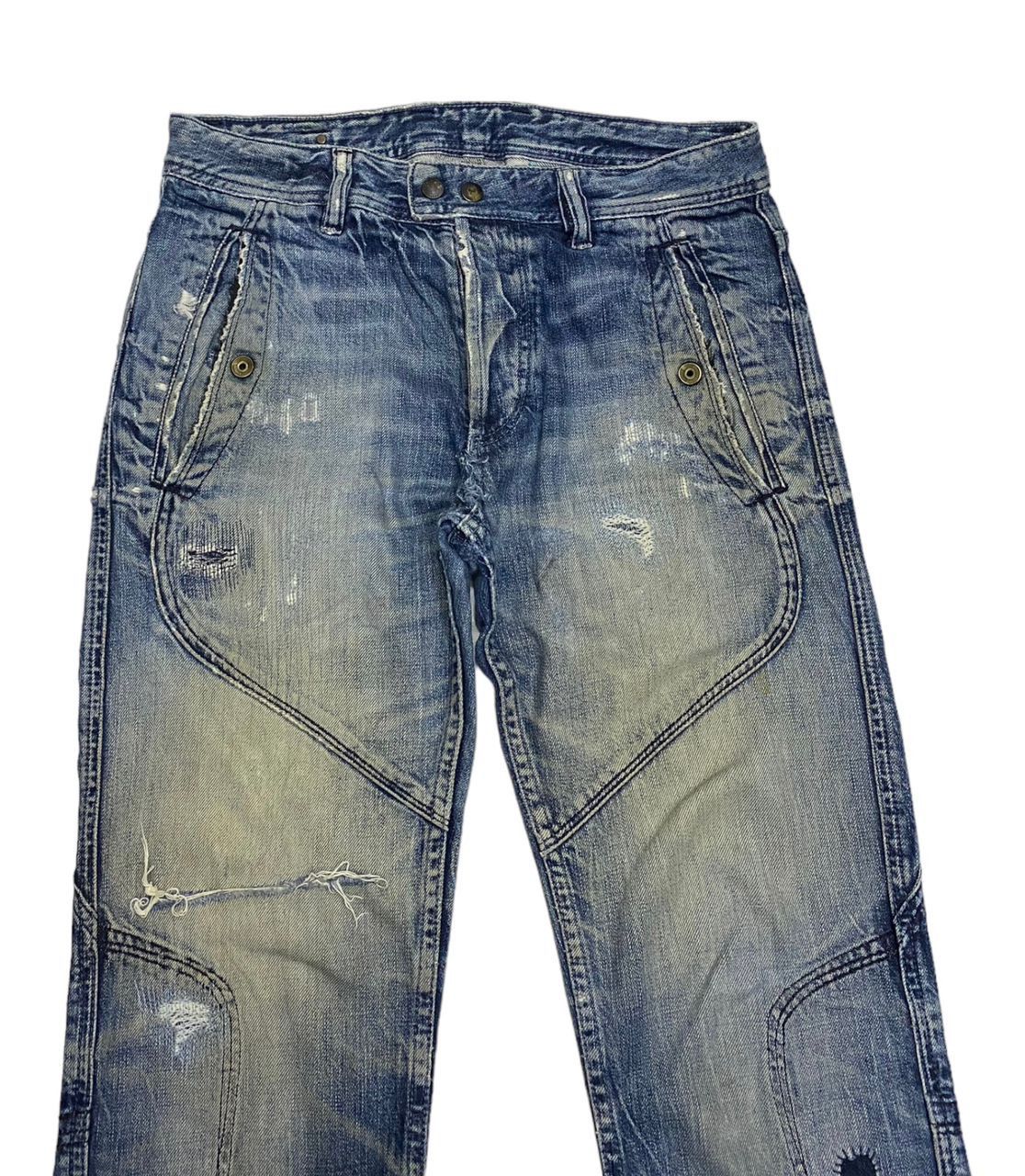 Diesel VINTAGE DIESEL DISTRESSED ZIGZAG PATCHWORK DENIM BIKER PANTS Size US 30 / EU 46 - 11 Thumbnail