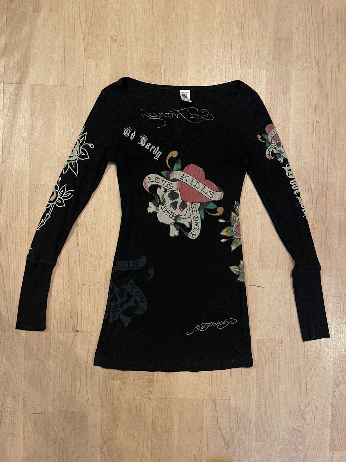 Christian Audigier × Ed Hardy × Vintage Ed Hardy by Christian Audigier vintage Y2K tattoo longsleeve Size L / US 10 / IT 46 - 5 Thumbnail