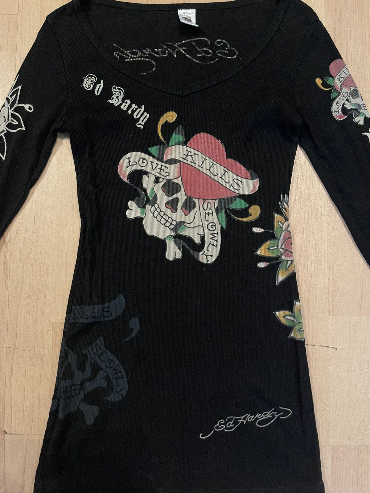 Christian Audigier × Ed Hardy × Vintage Ed Hardy by Christian Audigier vintage Y2K tattoo longsleeve Size L / US 10 / IT 46 - 6 Thumbnail