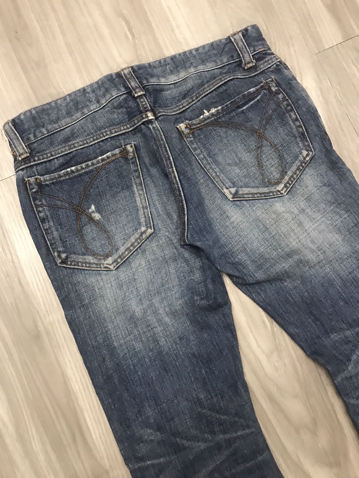 Japanese Brand RICO Distressed Flare Denim Leg Zipper Jeans Size US 31 - 16 Thumbnail
