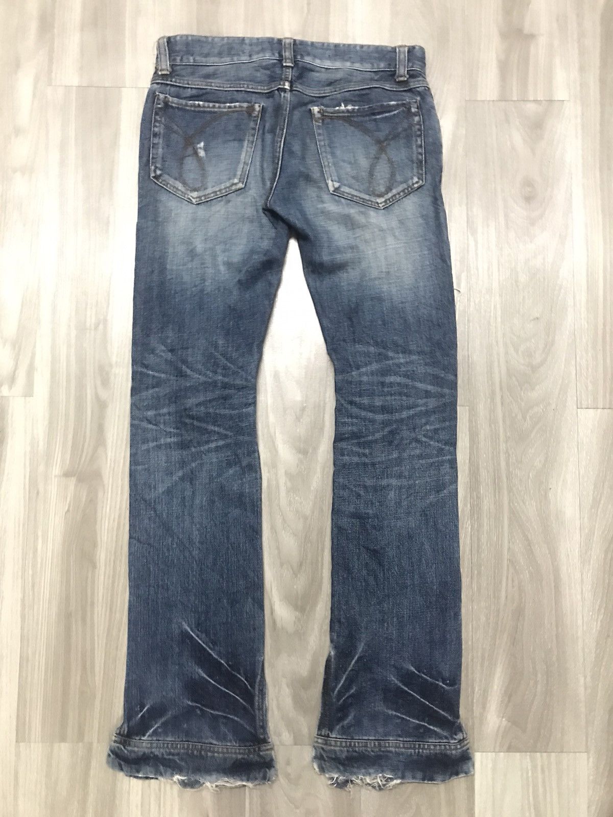 Japanese Brand RICO Distressed Flare Denim Leg Zipper Jeans Size US 31 - 12 Thumbnail