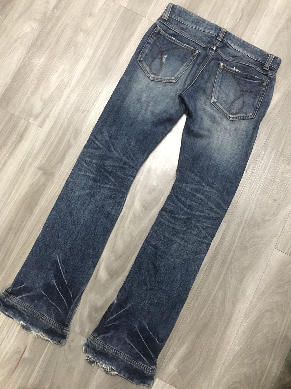 Japanese Brand RICO Distressed Flare Denim Leg Zipper Jeans Size US 31 - 13 Thumbnail