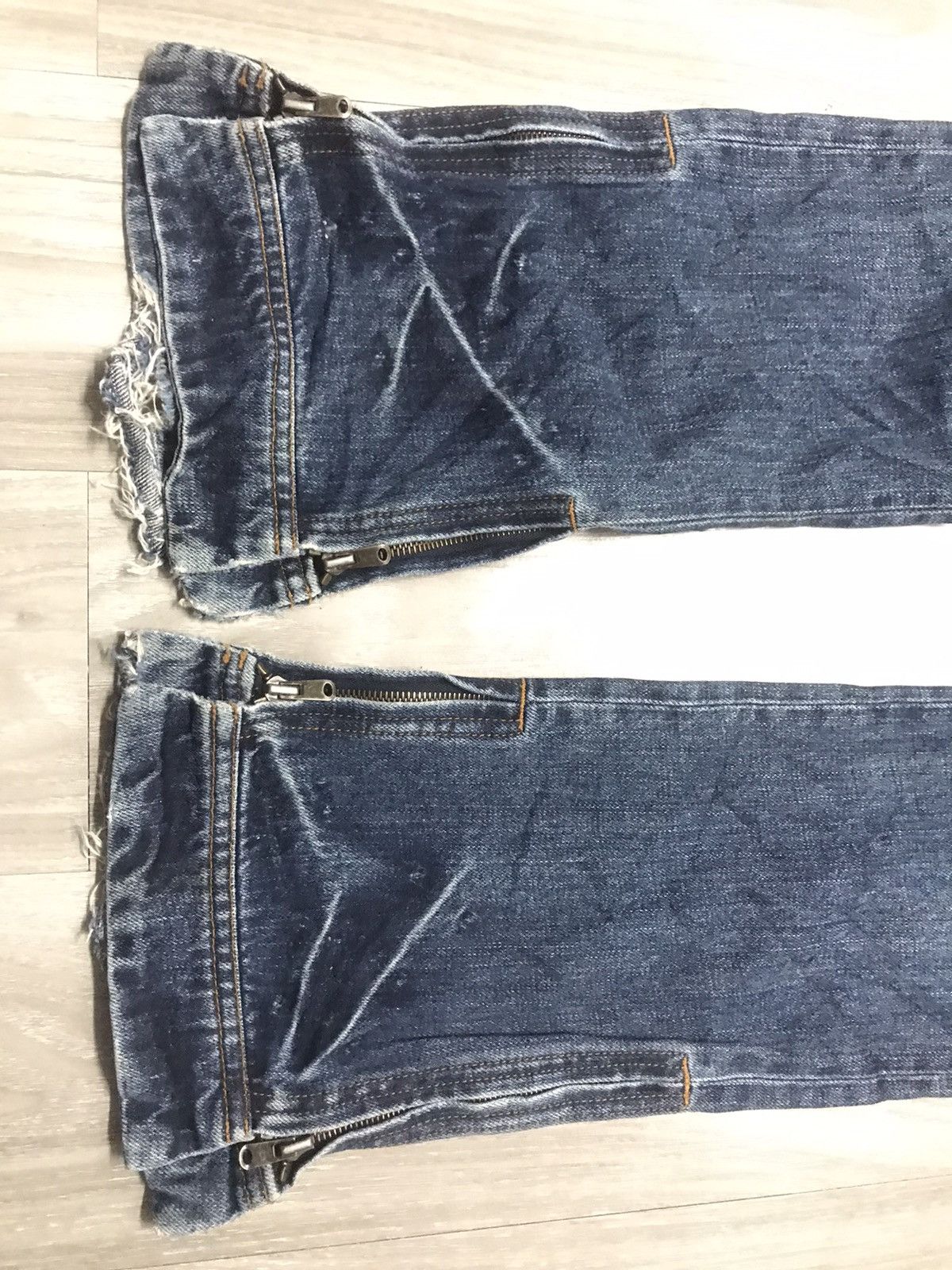 Japanese Brand RICO Distressed Flare Denim Leg Zipper Jeans Size US 31 - 6 Thumbnail