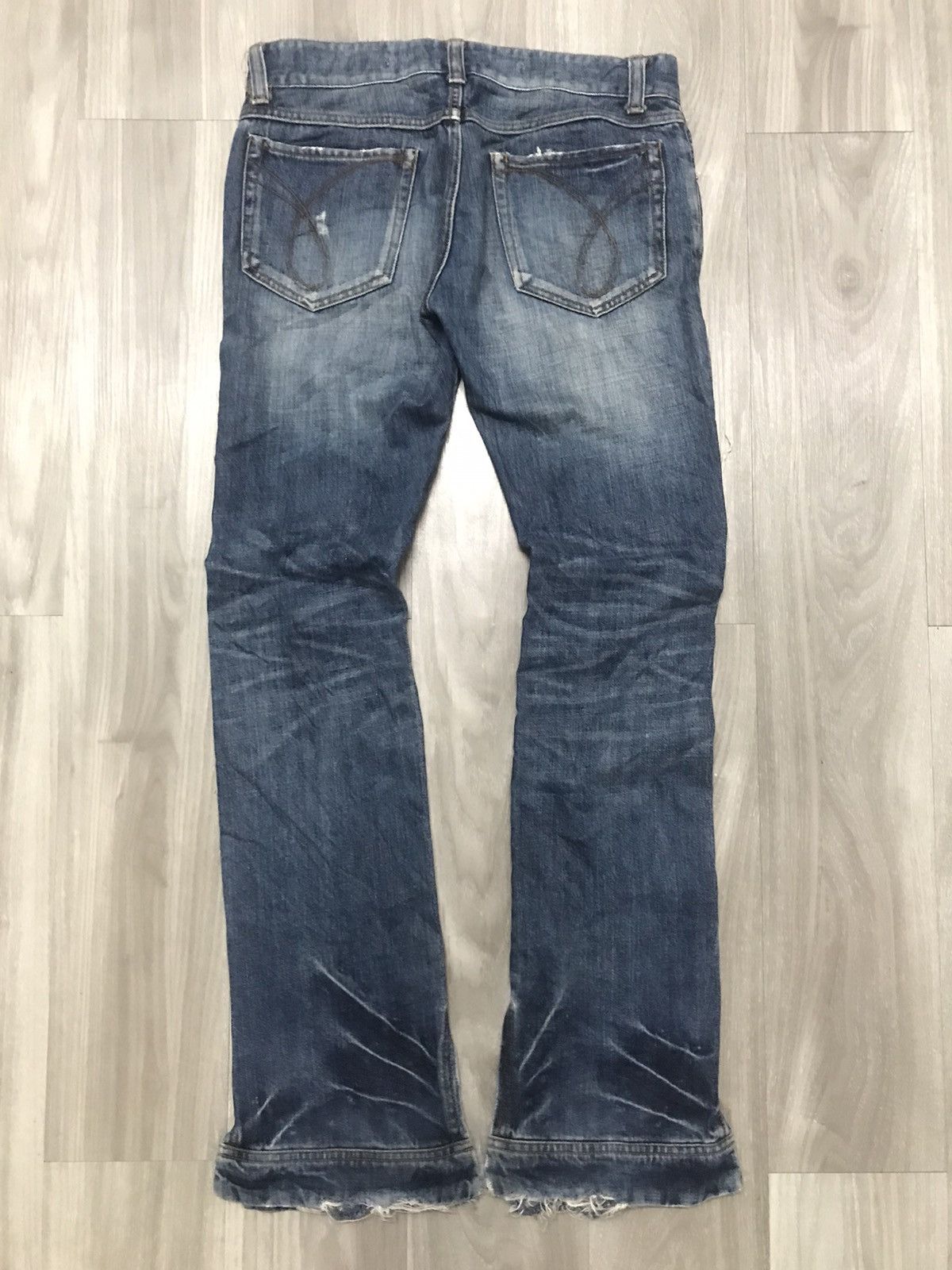 Japanese Brand RICO Distressed Flare Denim Leg Zipper Jeans Size US 31 - 14 Thumbnail