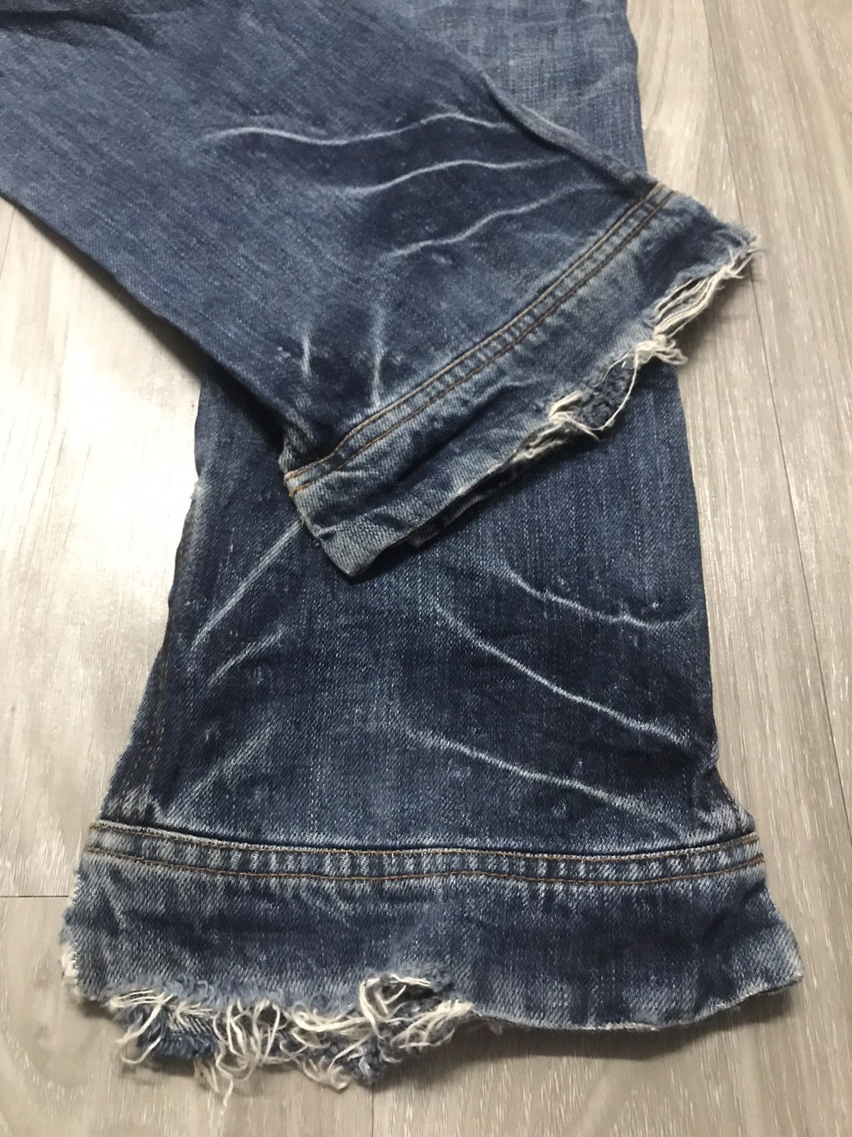 Japanese Brand RICO Distressed Flare Denim Leg Zipper Jeans Size US 31 - 17 Thumbnail