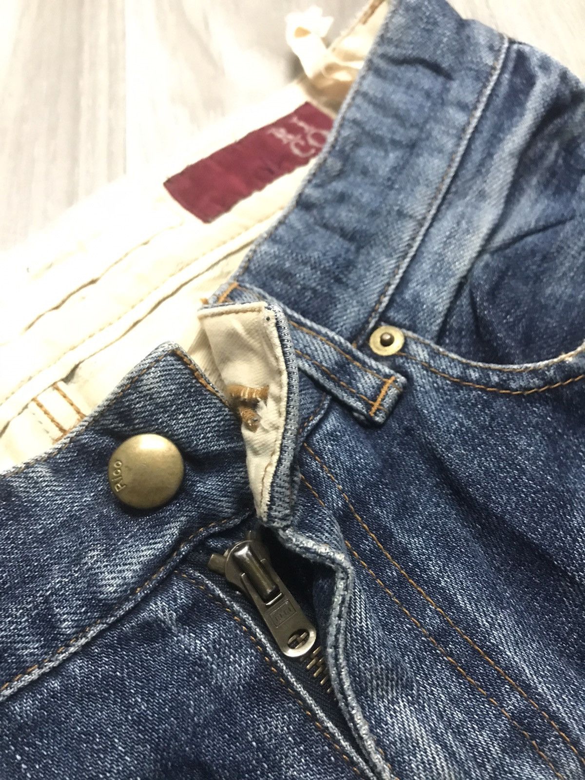 Japanese Brand RICO Distressed Flare Denim Leg Zipper Jeans Size US 31 - 8 Thumbnail