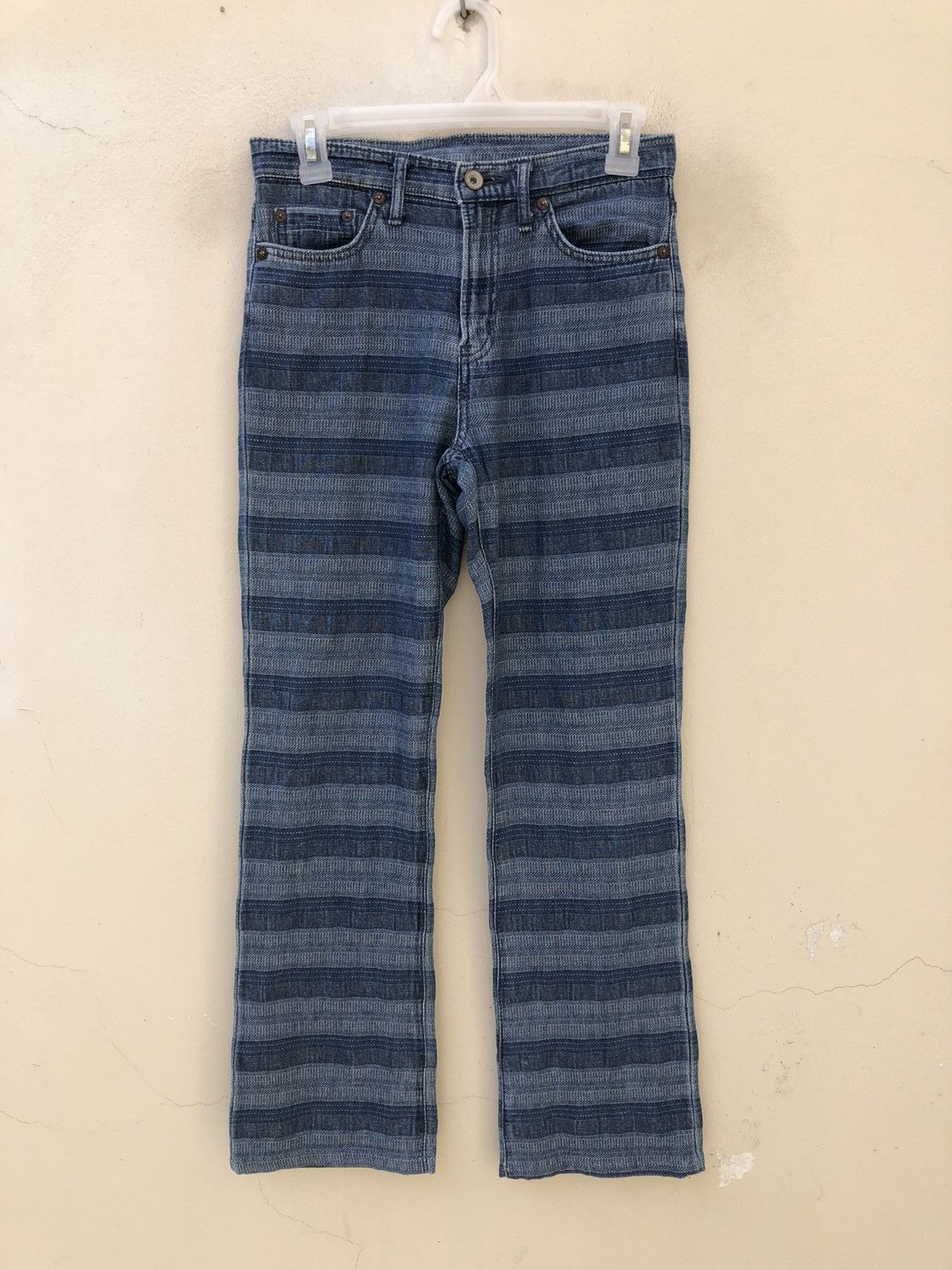 Vintage Vintage 90s NUVE Japan Horizontal Border Striped Flare Pant Size US 27 - 6 Thumbnail