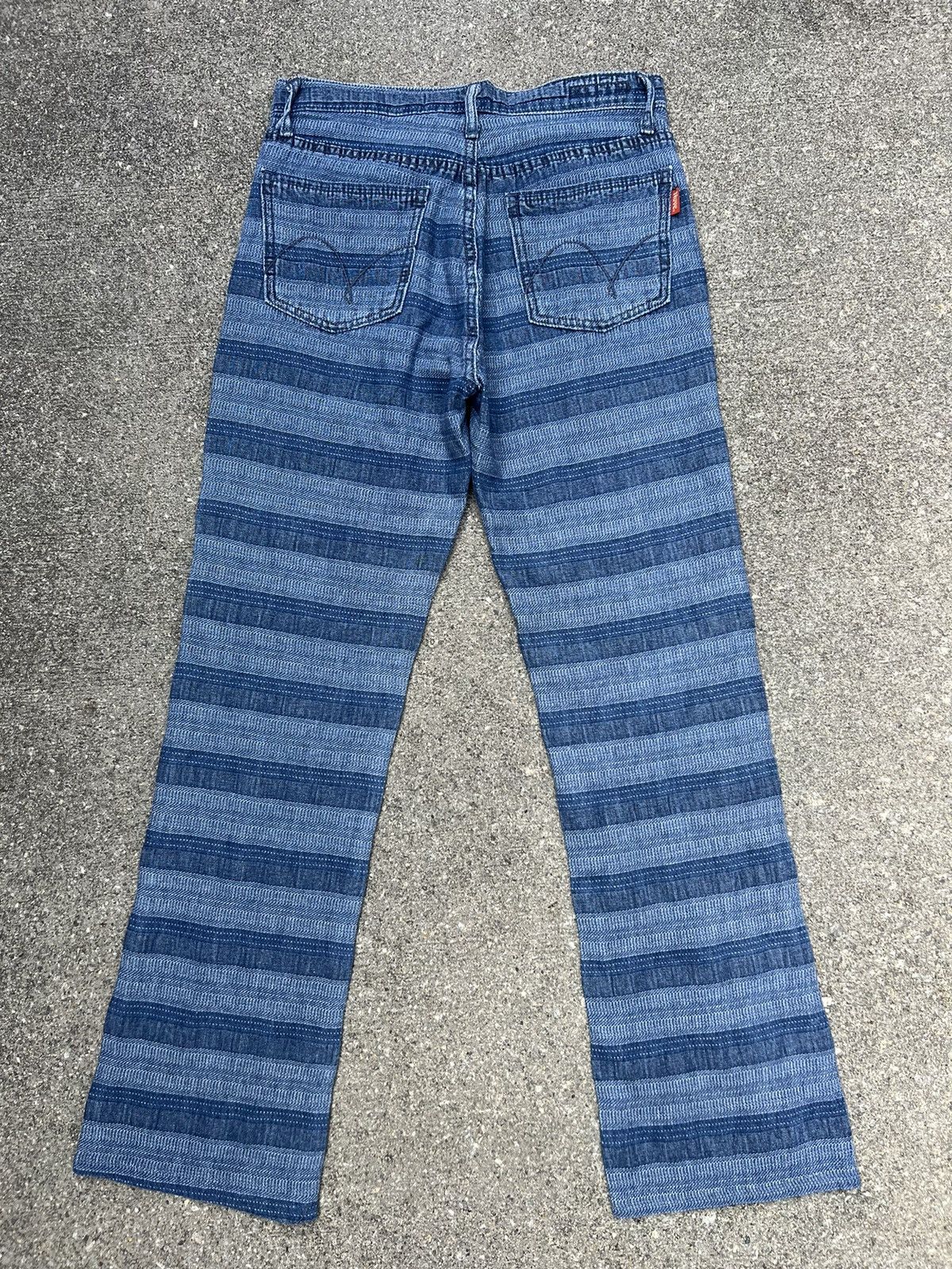 Vintage Vintage 90s NUVE Japan Horizontal Border Striped Flare Pant Size US 27 - 5 Thumbnail