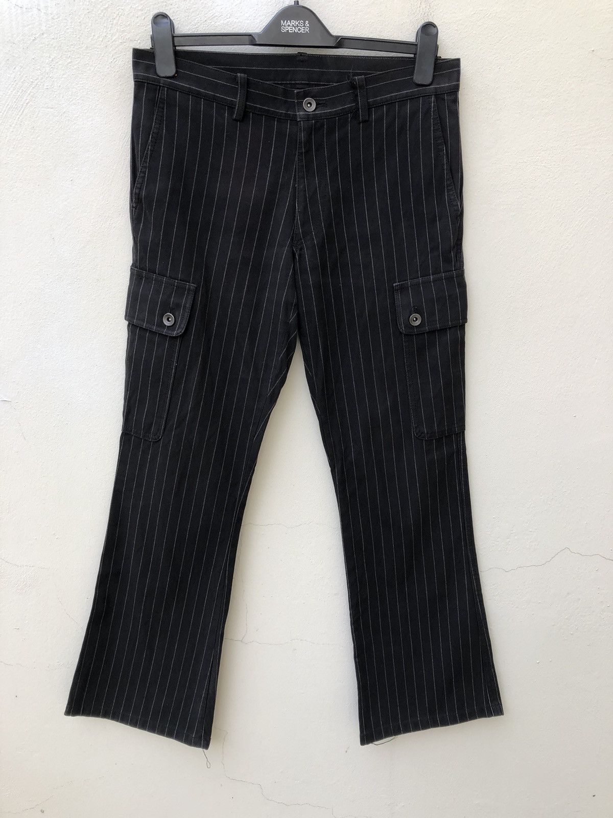 Shellac SHELLAC Made in Japan Striped Flare Cargo Trouser Pant Size US 31 - 1 Thumbnail