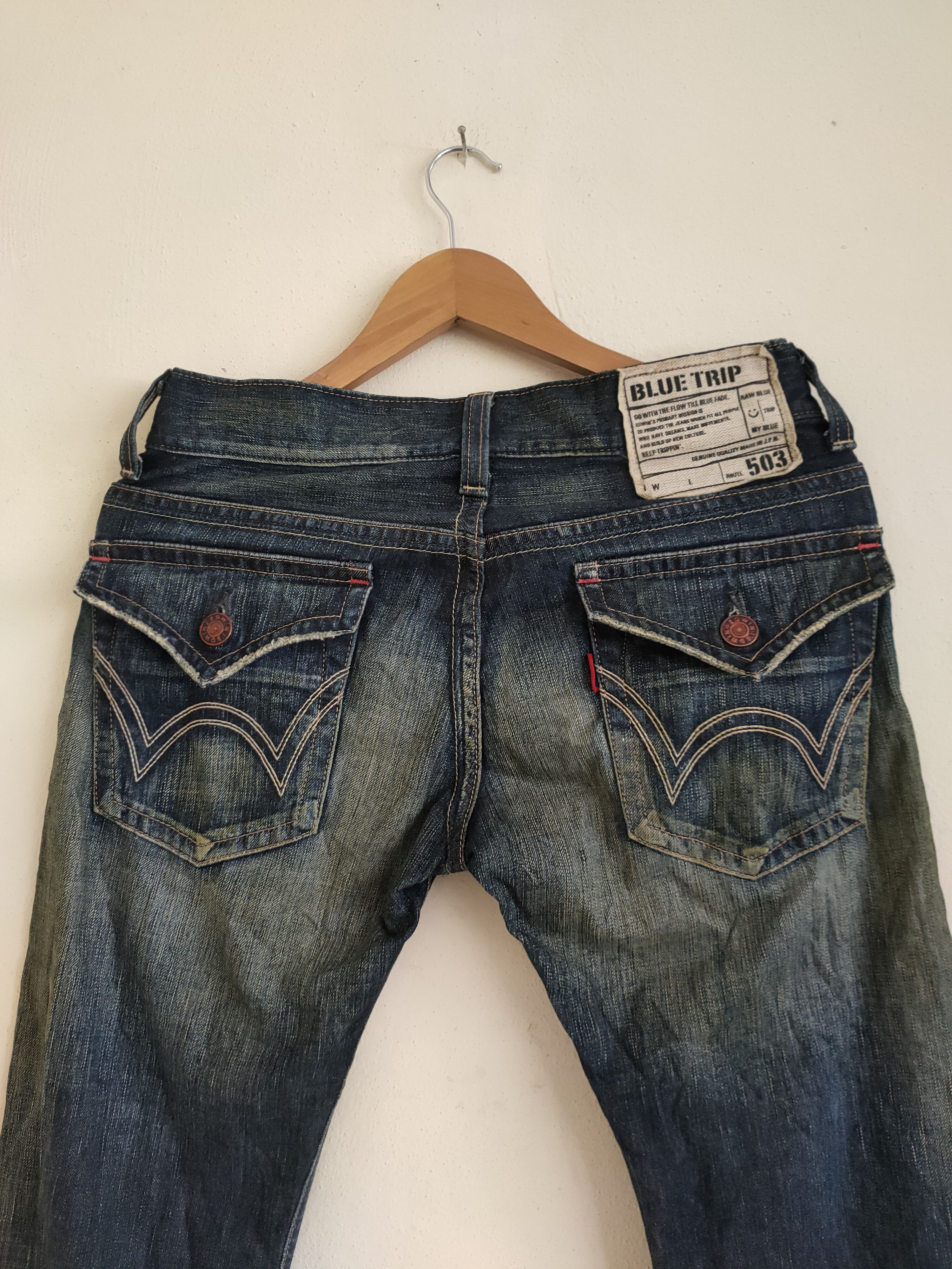 Edwin × Vintage Vintage Edwin Blue Trip 503 Distressed denim Size US 30 / EU 46 - 4 Thumbnail