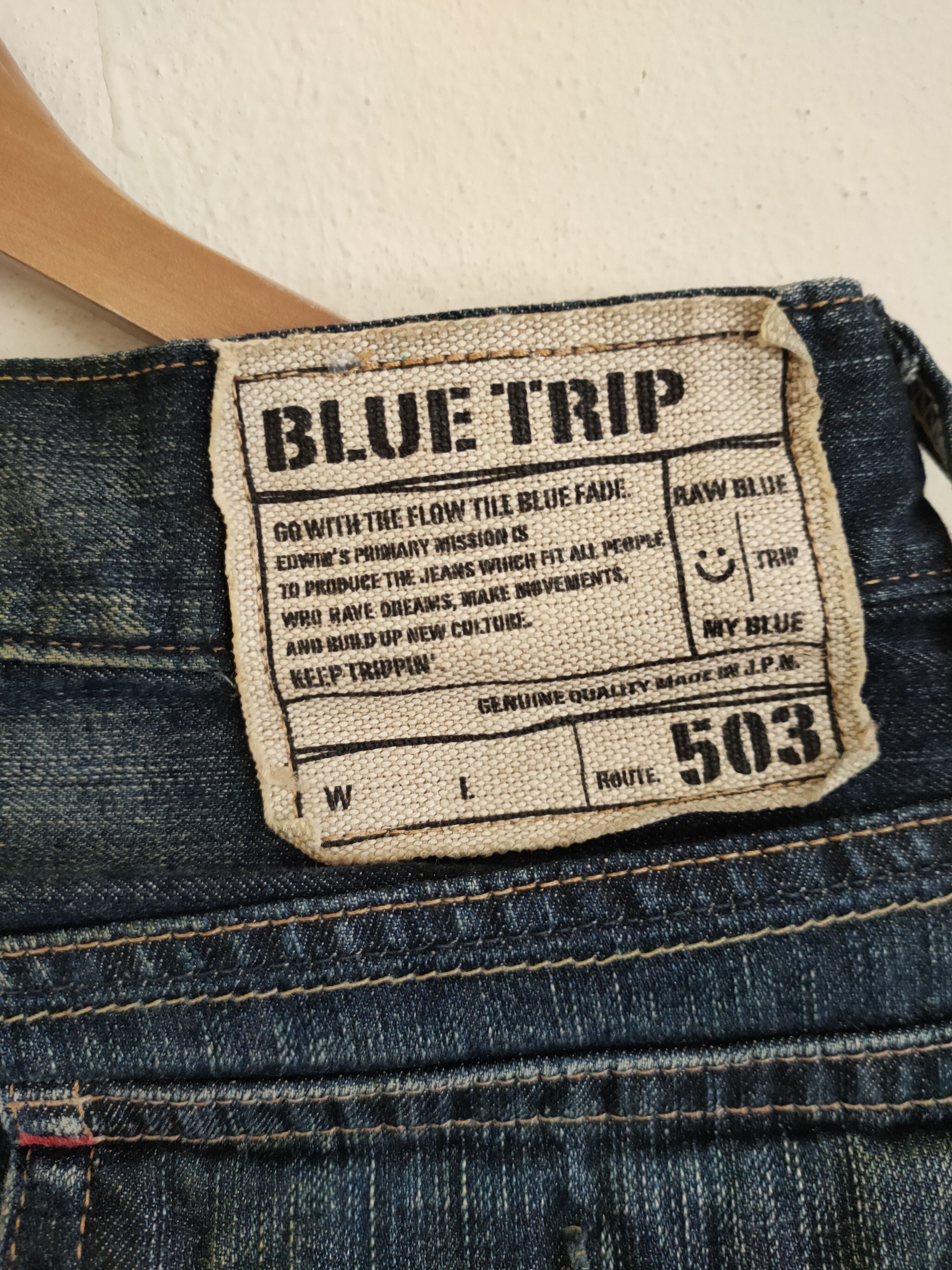Edwin × Vintage Vintage Edwin Blue Trip 503 Distressed denim Size US 30 / EU 46 - 11 Thumbnail
