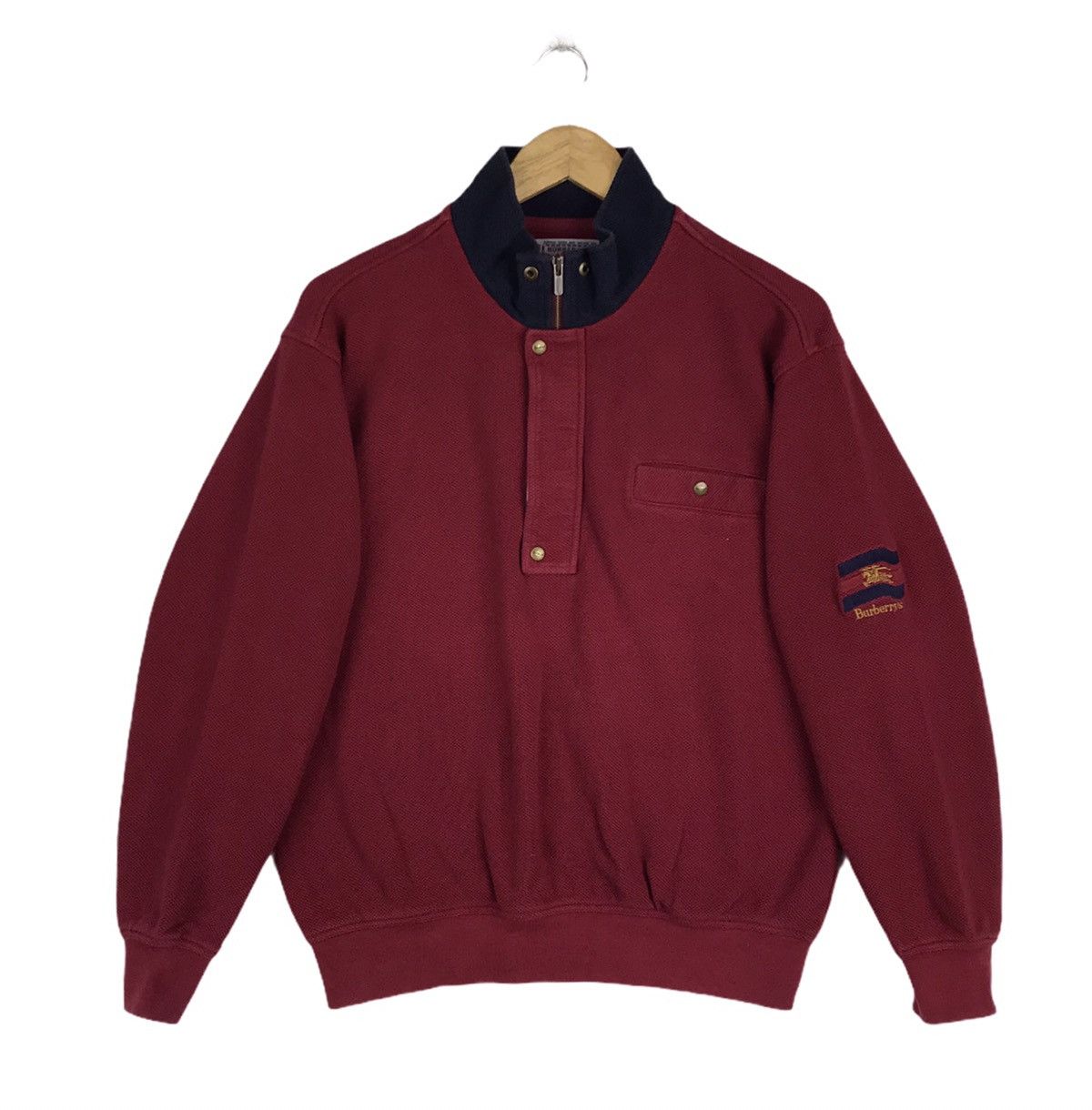 Burberry × Vintage Vintage 90s Burberrys Sailing Gear Half Zipper Sweatshirt Size US M / EU 48-50 / 2 - 1 Thumbnail