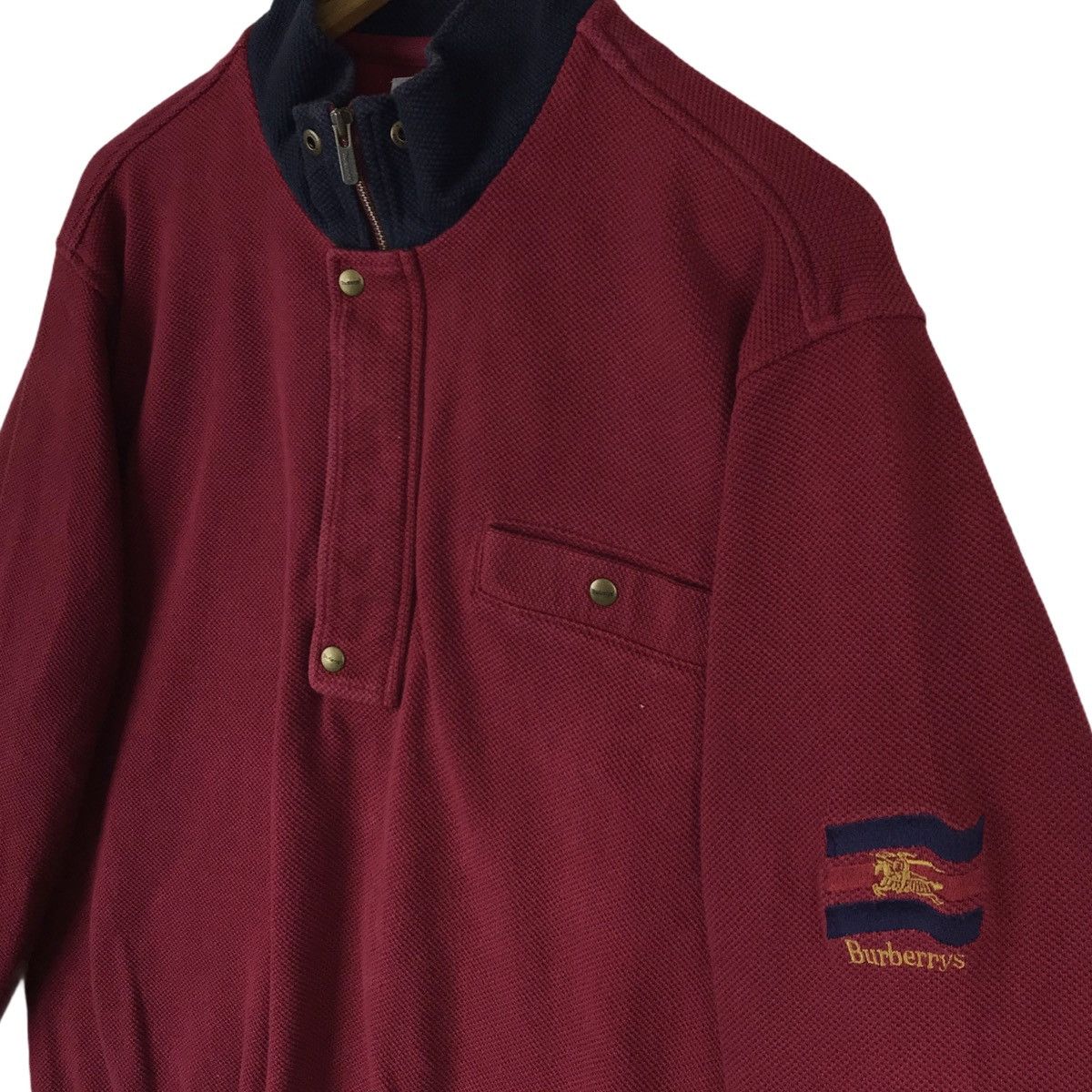 Burberry × Vintage Vintage 90s Burberrys Sailing Gear Half Zipper Sweatshirt Size US M / EU 48-50 / 2 - 2 Thumbnail