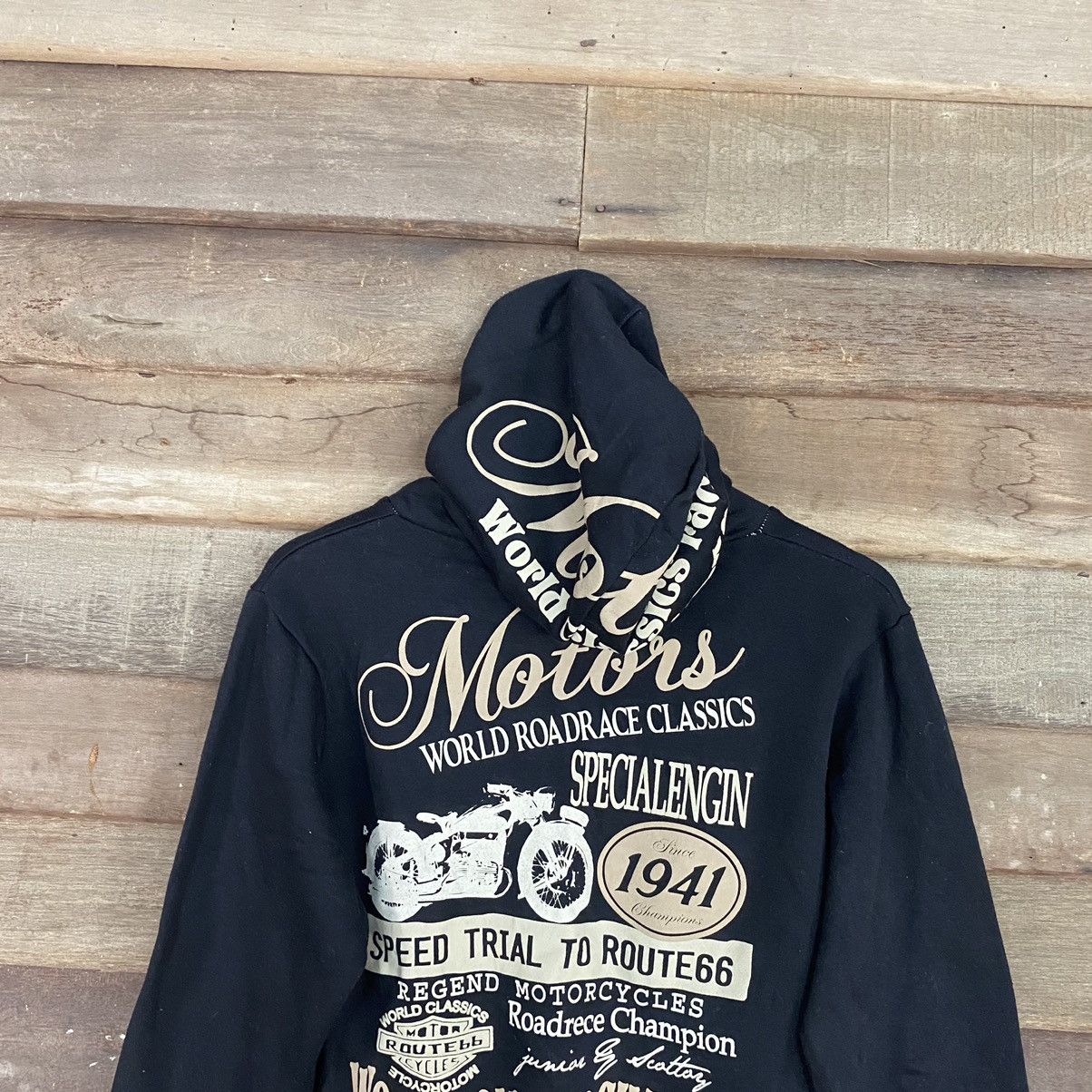 Japanese Brand DL Motor Classic vintage Rough Black Hoodies #3689 Size US M / EU 48-50 / 2 - 2 Thumbnail