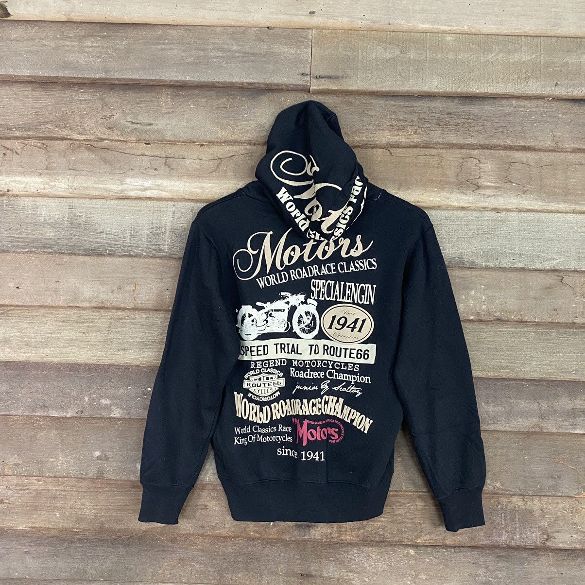 image of Motor Classic Vintage Rough Black Hoodies 3689, Men's (Size Medium)
