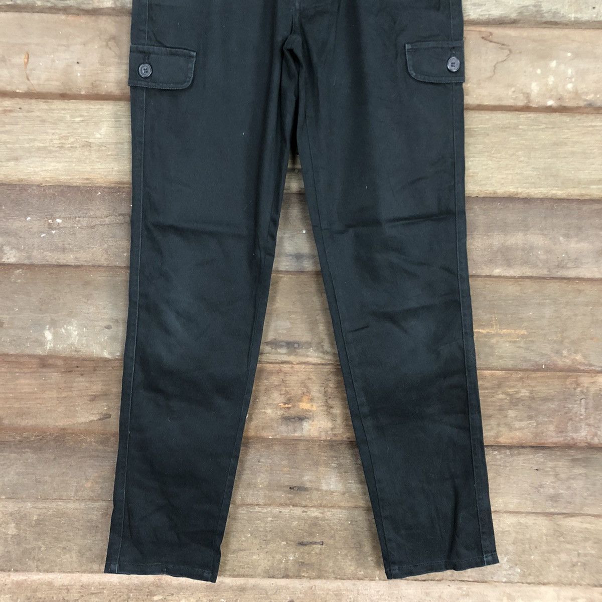 Japanese Brand size 24 Style Basic Black Multipocket Cargo Pants #3427 Size 24" / US 00 / IT 34 - 3 Thumbnail