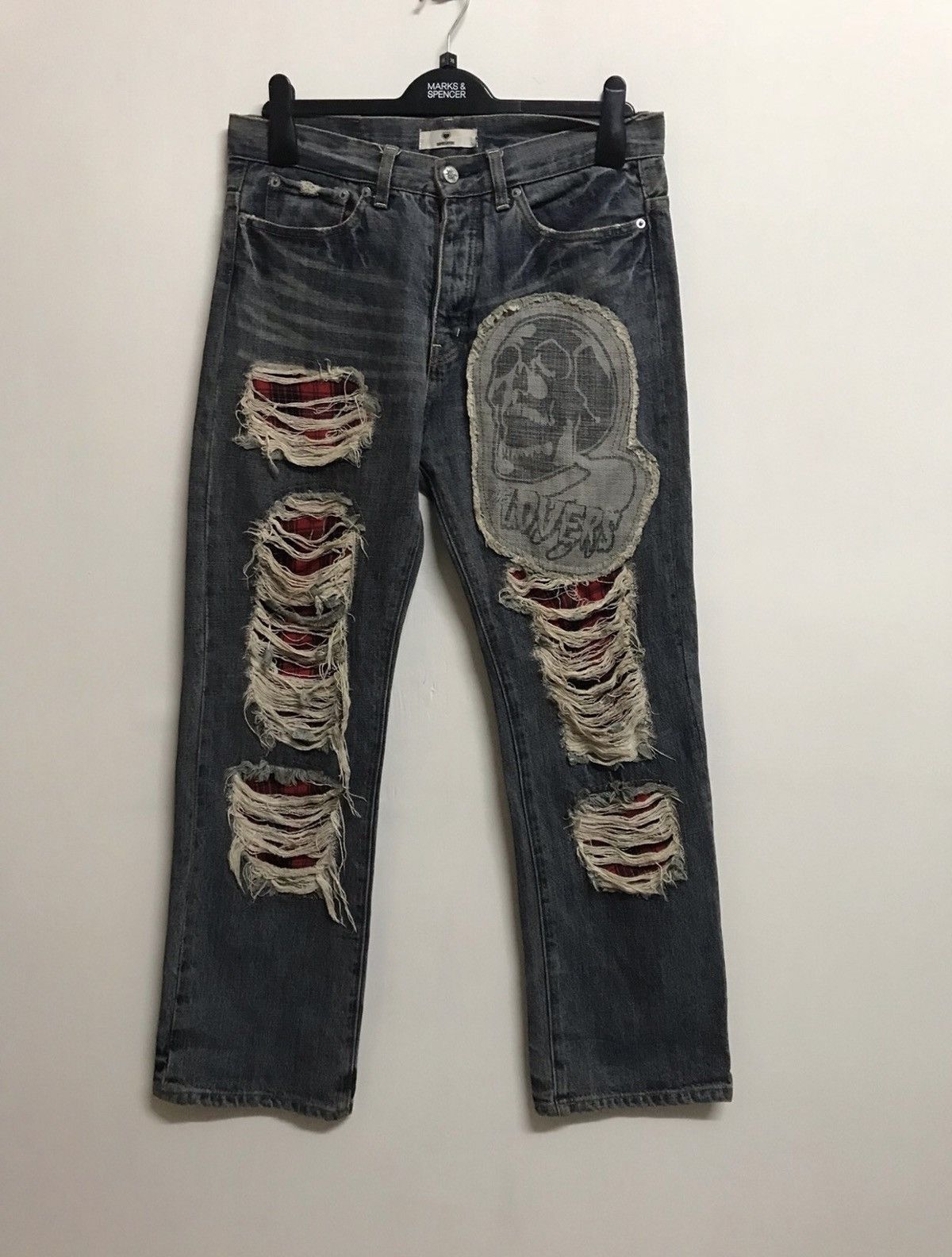 Seditionaries JAPAN BRAND SUPER LOVERS DISTRESS DENIM PATCH SKULL RARE Size US 34 / EU 50 - 1 Thumbnail