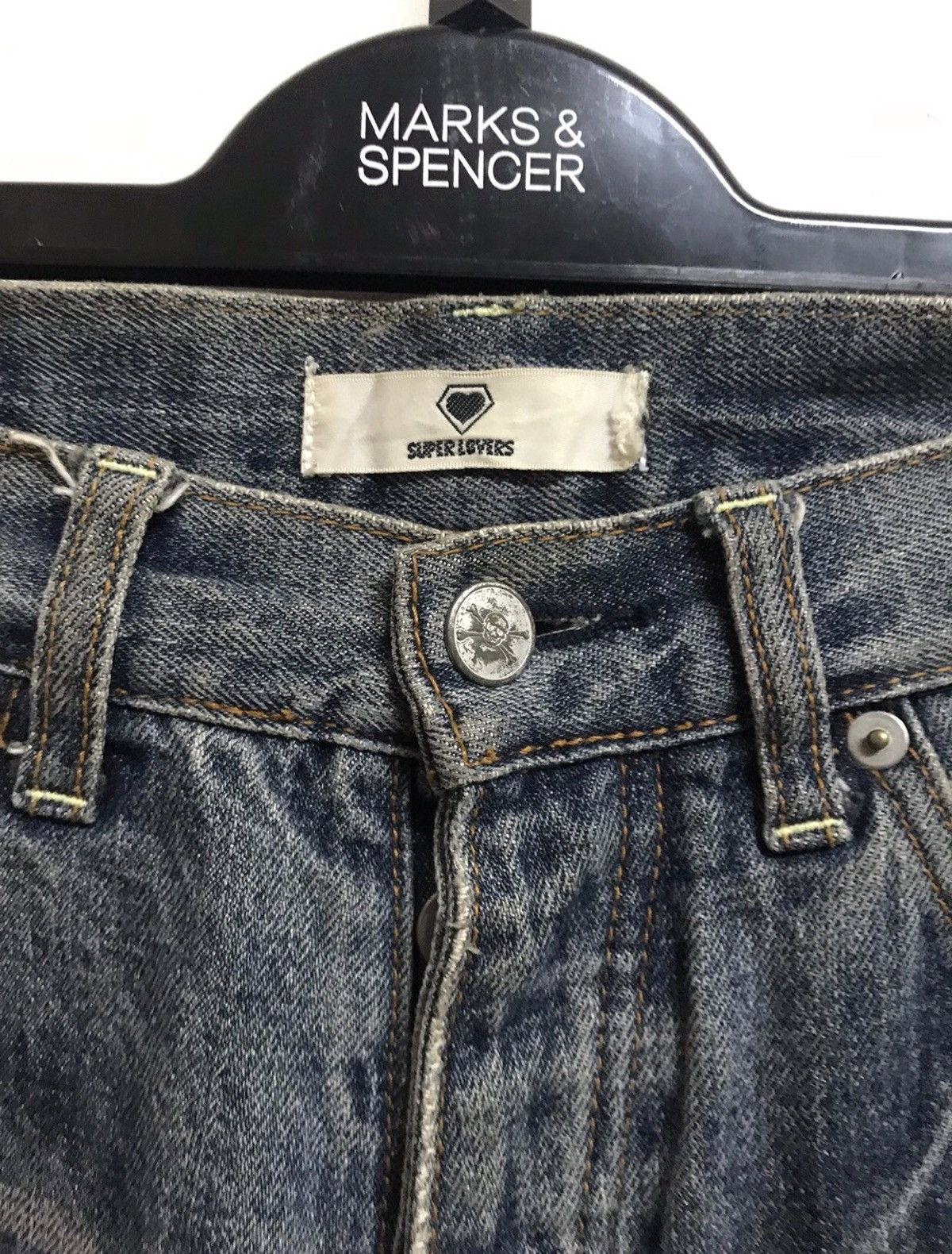 Seditionaries JAPAN BRAND SUPER LOVERS DISTRESS DENIM PATCH SKULL RARE Size US 34 / EU 50 - 4 Thumbnail