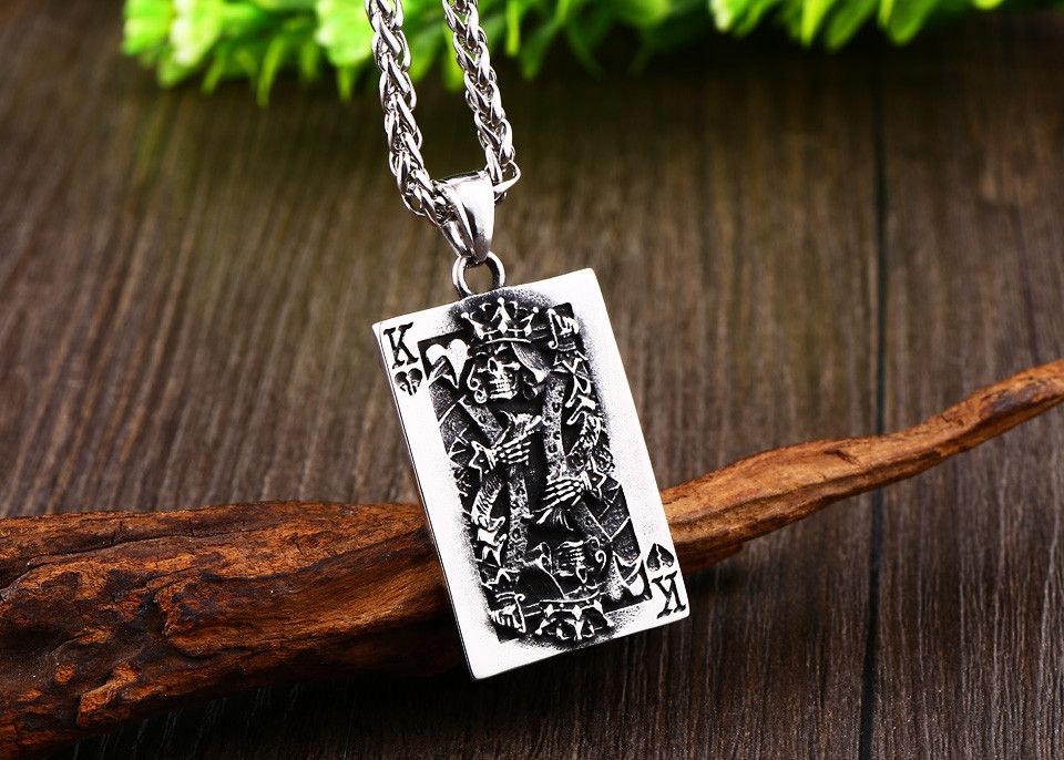 Jewelry Poker K Skull Pendant Necklace Size ONE SIZE - 1 Thumbnail