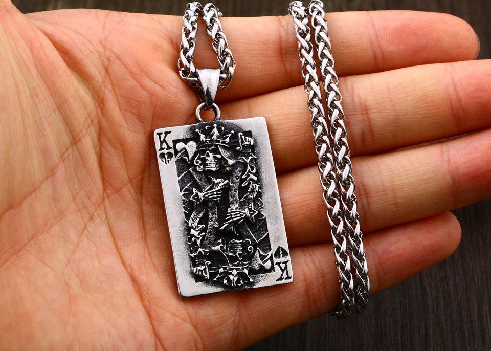 Jewelry Poker K Skull Pendant Necklace Size ONE SIZE - 2 Thumbnail