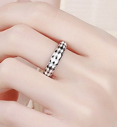 Jewelry Simple Black White Checkerboard Rings Size ONE SIZE - 3 Thumbnail