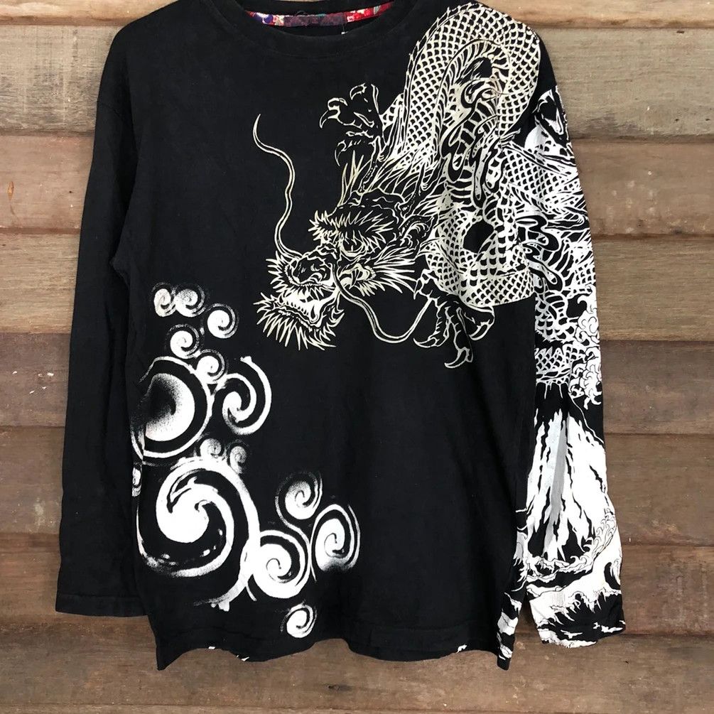 Japanese Brand DL Japan big Dragon tatoo yakuza Black Long sleeve #3507 Size US L / EU 52-54 / 3 - 9 Thumbnail