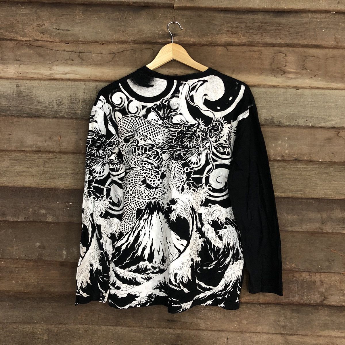 Japanese Brand DL Japan big Dragon tatoo yakuza Black Long sleeve #3507 Size US L / EU 52-54 / 3 - 1 Thumbnail
