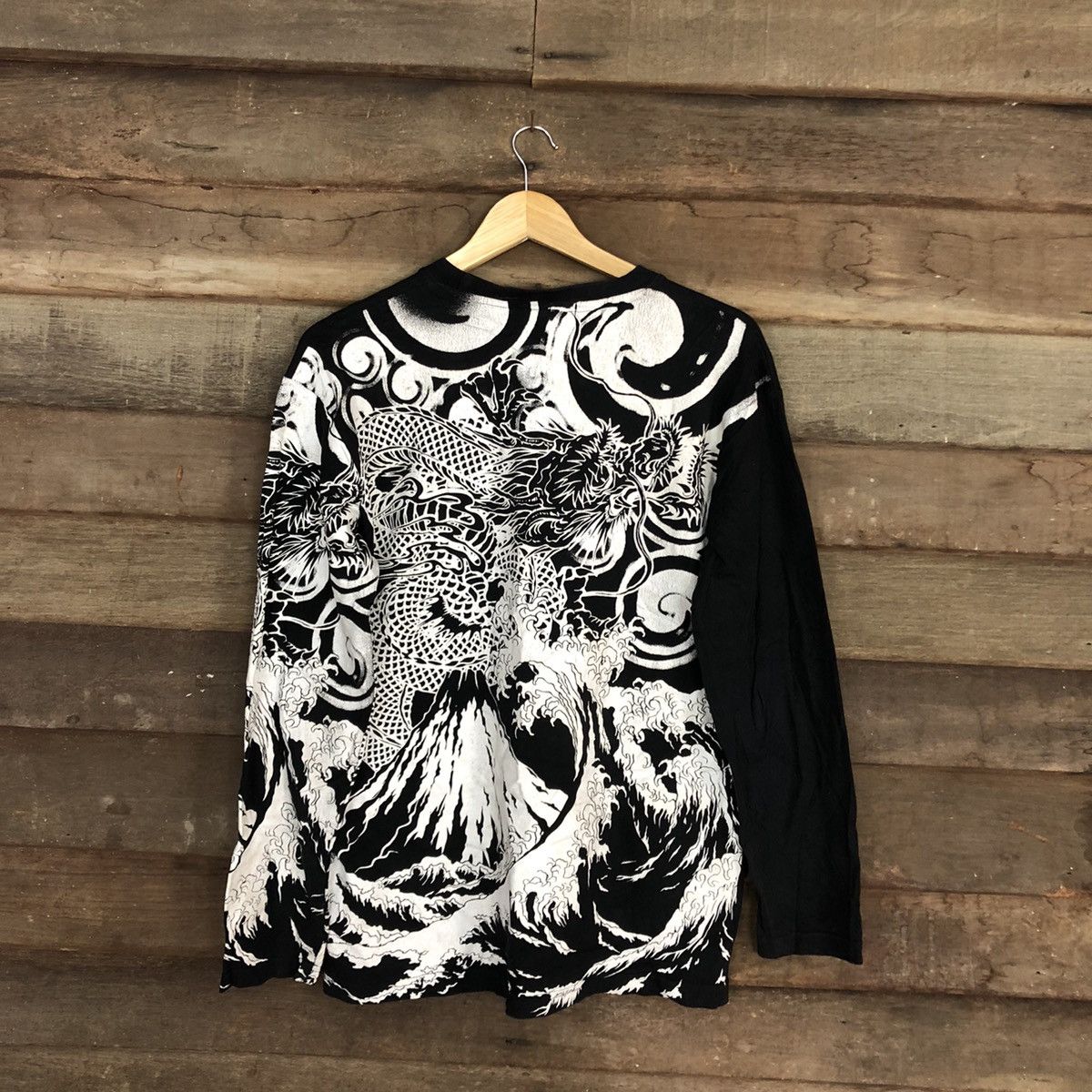 Japanese Brand DL Japan big Dragon tatoo yakuza Black Long sleeve #3507 Size US L / EU 52-54 / 3 - 3 Thumbnail