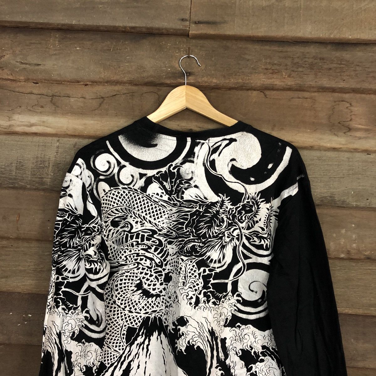 Japanese Brand DL Japan big Dragon tatoo yakuza Black Long sleeve #3507 Size US L / EU 52-54 / 3 - 2 Thumbnail