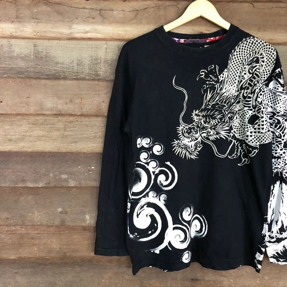 Japanese Brand DL Japan big Dragon tatoo yakuza Black Long sleeve #3507 Size US L / EU 52-54 / 3 - 10 Thumbnail