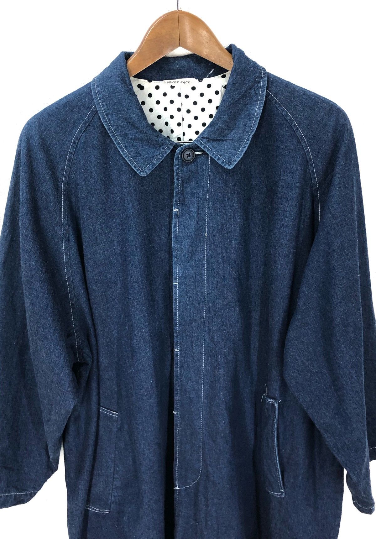 Designer × Japanese Brand Poker Face Denim Long Jacket Fashion Week Size US XXS / EU 40 - 2 Thumbnail