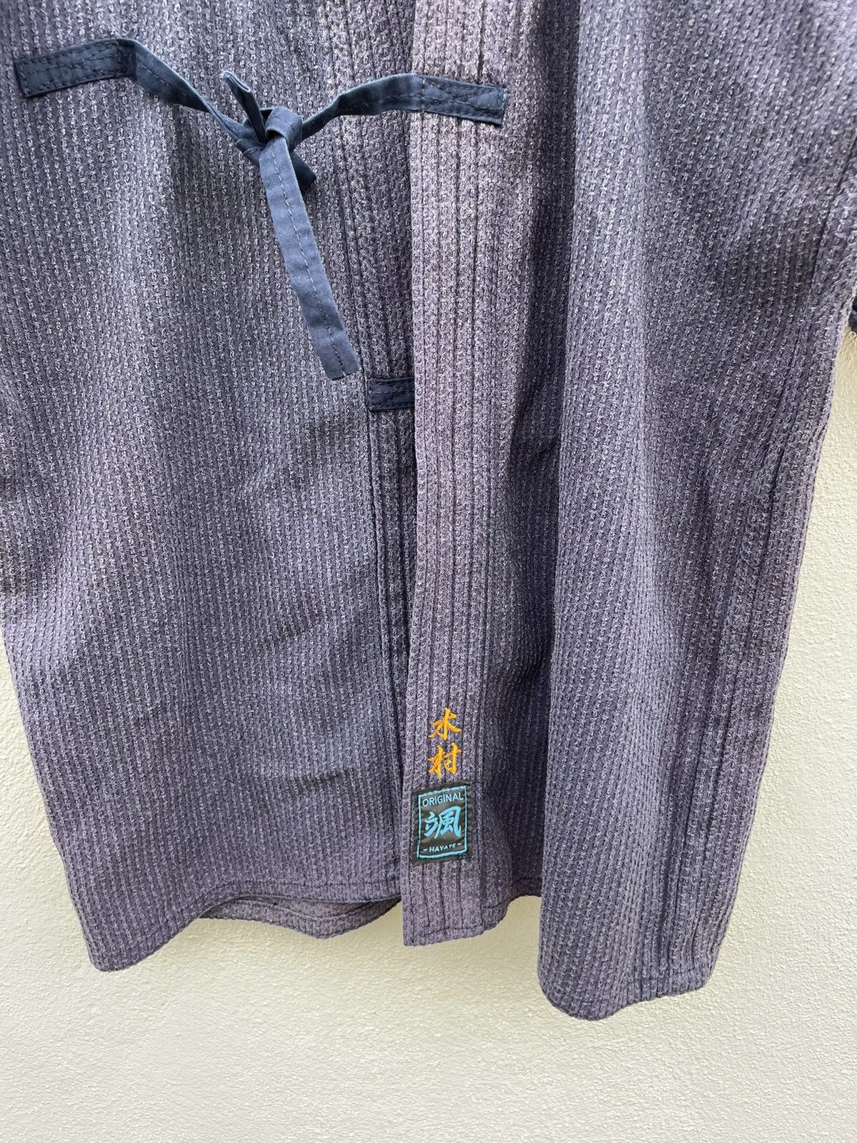 Japanese Brand Vintage Faded Kimono jacket indigo dyed/kendo/boro/sashiko】 Size US M / EU 48-50 / 2 - 5 Thumbnail