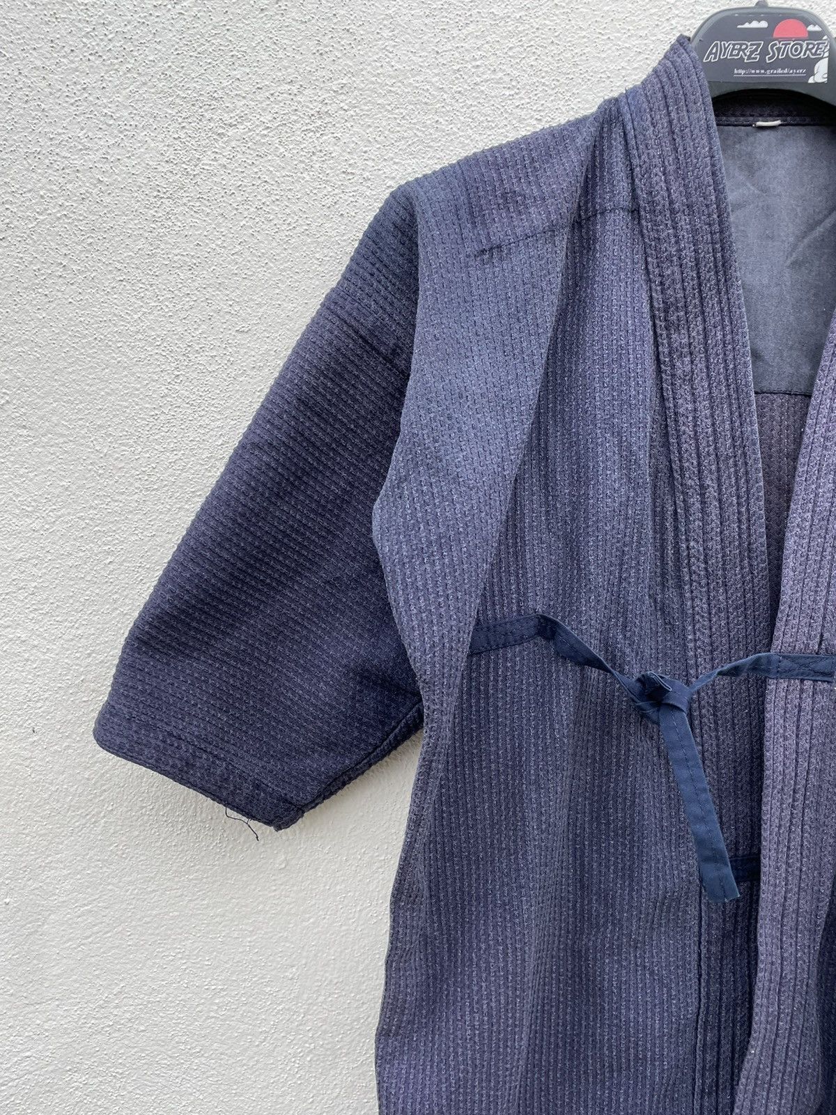 Japanese Brand Vintage Faded Kimono jacket indigo dyed/kendo/boro/sashiko】 Size US M / EU 48-50 / 2 - 3 Thumbnail