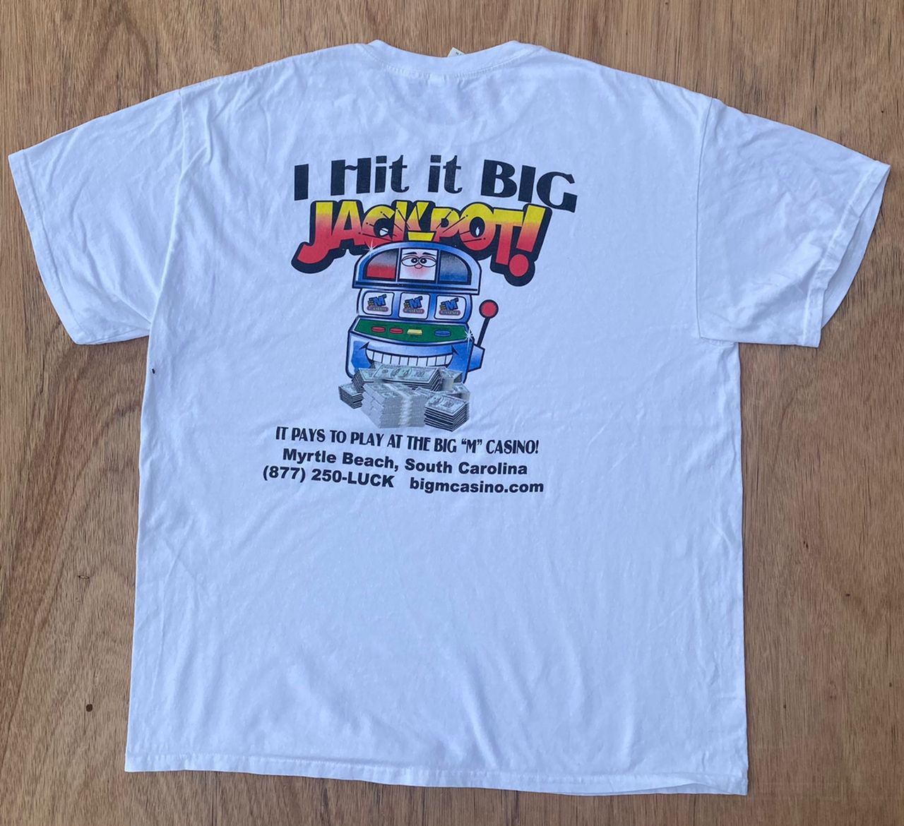 Image of Gildan x Vintage Tee D - 10 Big Jackpot in White, Men's (Size XL)