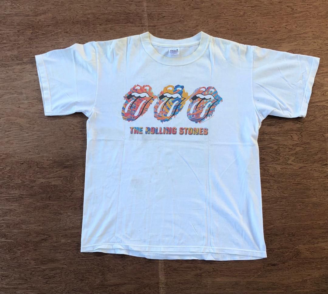 image of Band Tees x The Rolling Stones in White, Men's (Size Medium)