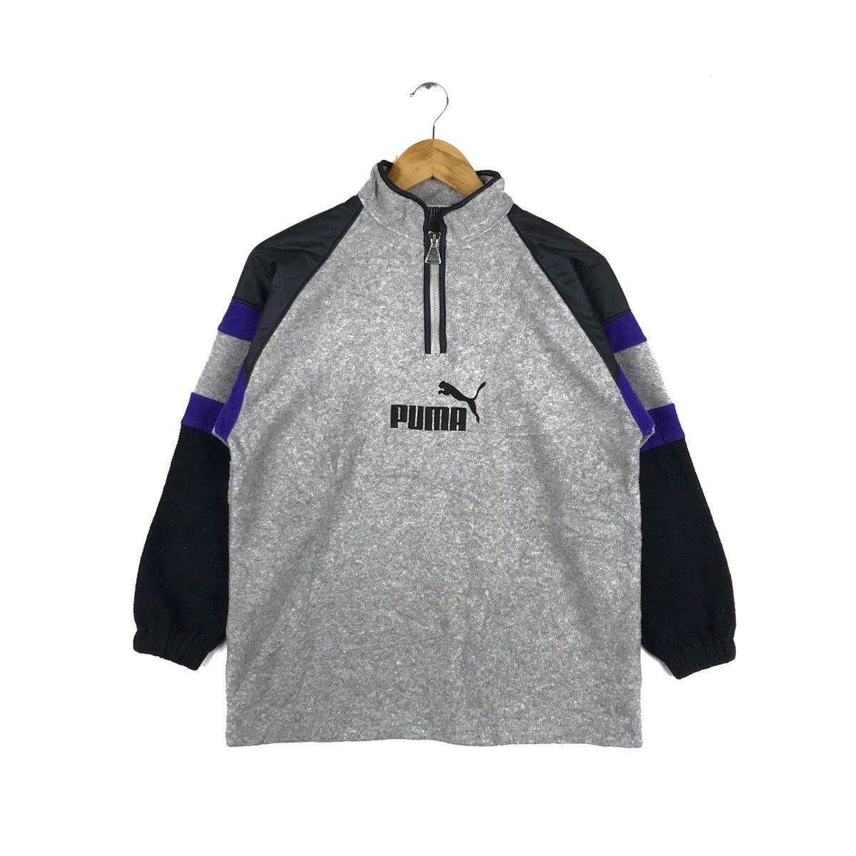 Puma Vintage 90s Puma Spell Out Half Zipper Fleece Sweatshirt Size US M / EU 48-50 / 2 - 1 Thumbnail