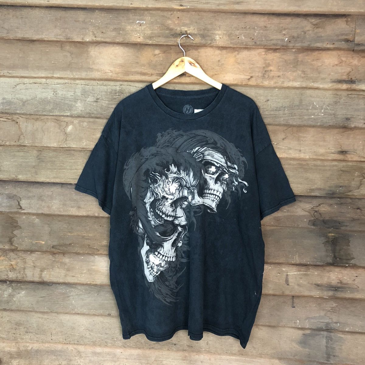 Japanese Brand Hybrid Black triple skull devil Short Sleeve Tshirt #3517 Size US L / EU 52-54 / 3 - 1 Thumbnail