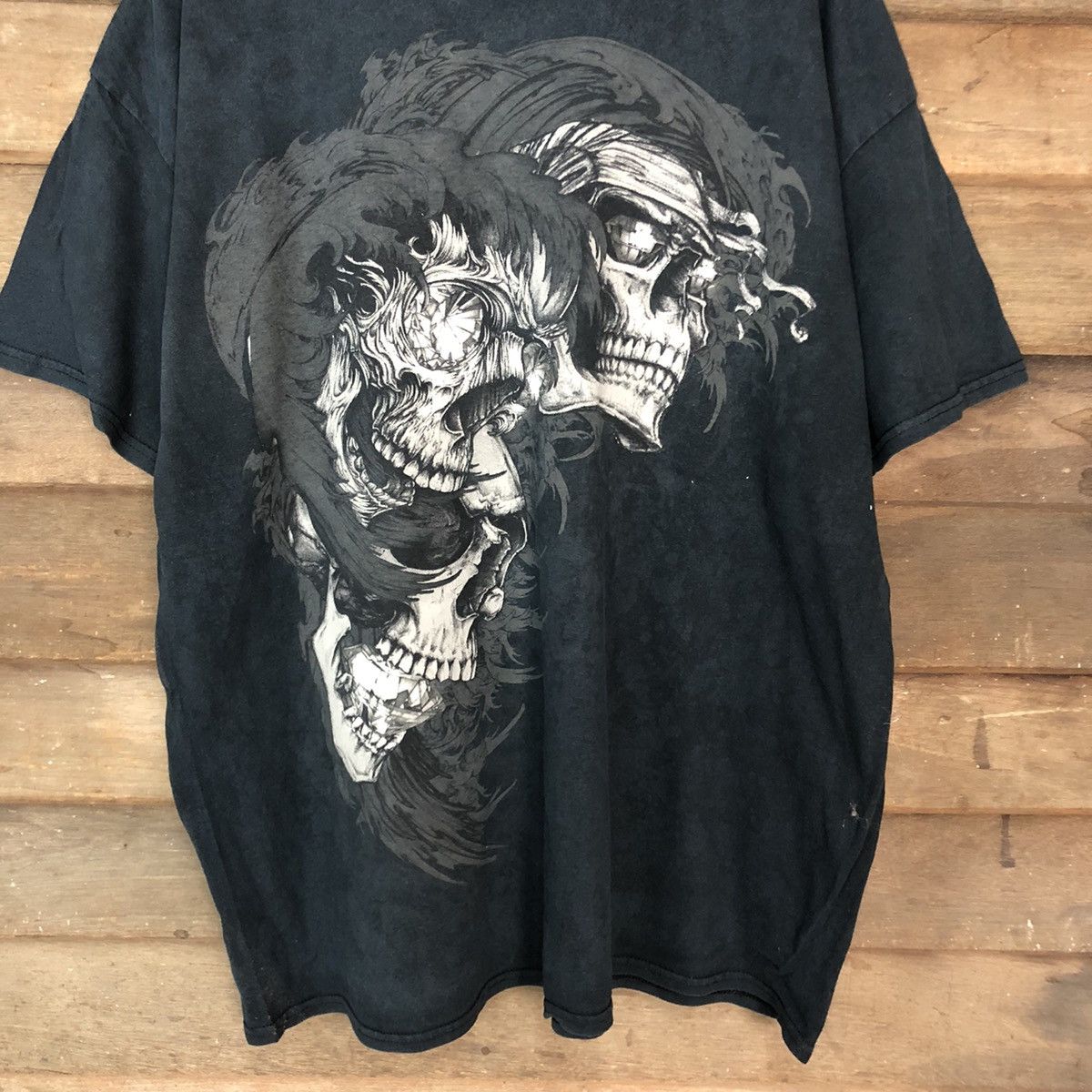 Japanese Brand Hybrid Black triple skull devil Short Sleeve Tshirt #3517 Size US L / EU 52-54 / 3 - 6 Thumbnail