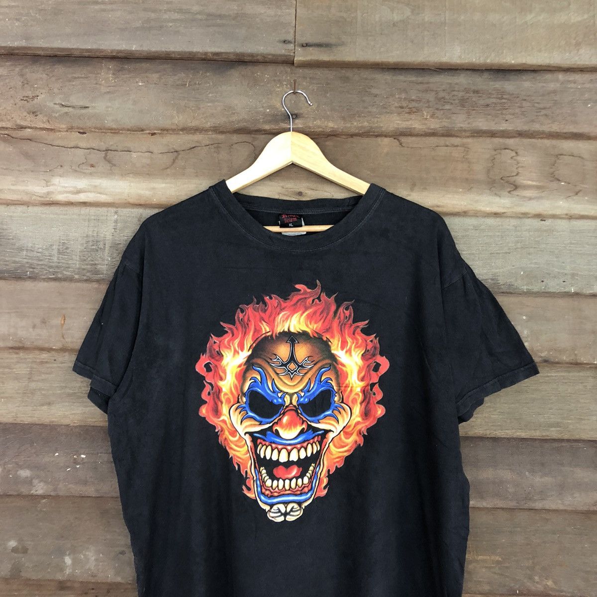 Japanese Brand Roman Tirian fire skull clown Black tee #3523 Size US XL / EU 56 / 4 - 7 Thumbnail